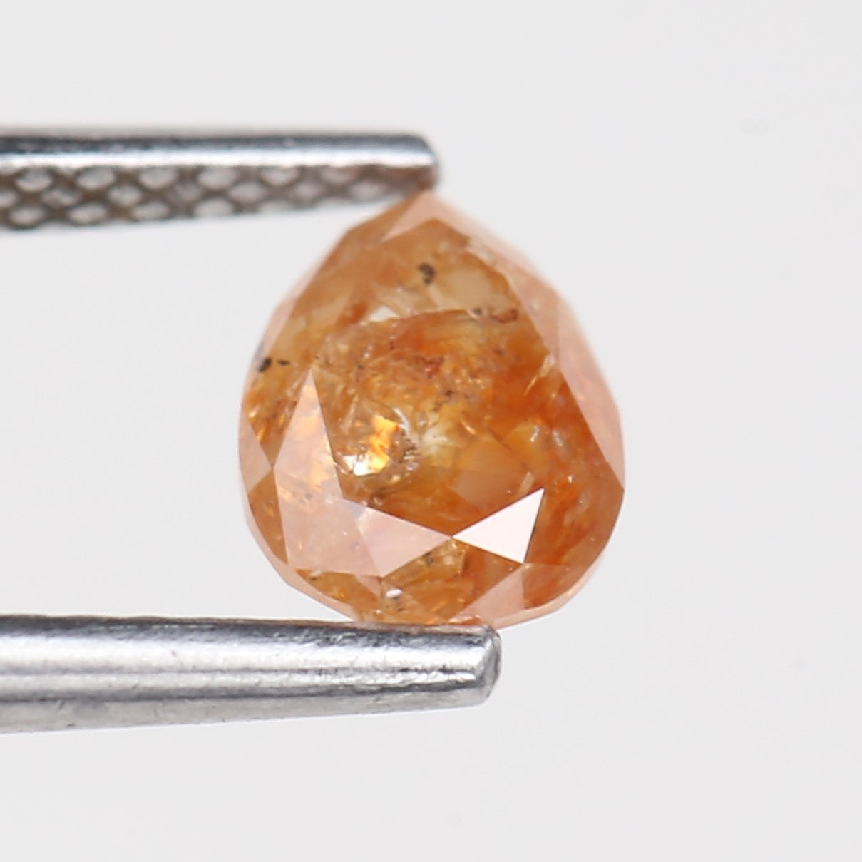 0.90 Carat Natural Salt And Pepper Pear Cut Orange Diamond 6.84 MM