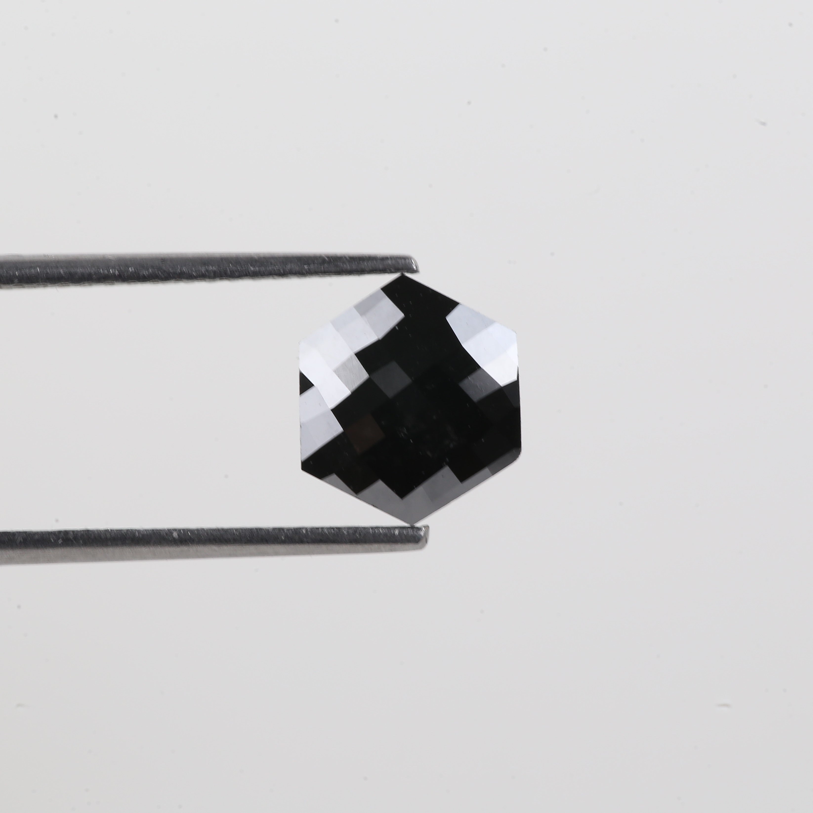 1.93 Carat Natural Black Hexagon Loose Diamond Checker Cut 7.77 MM