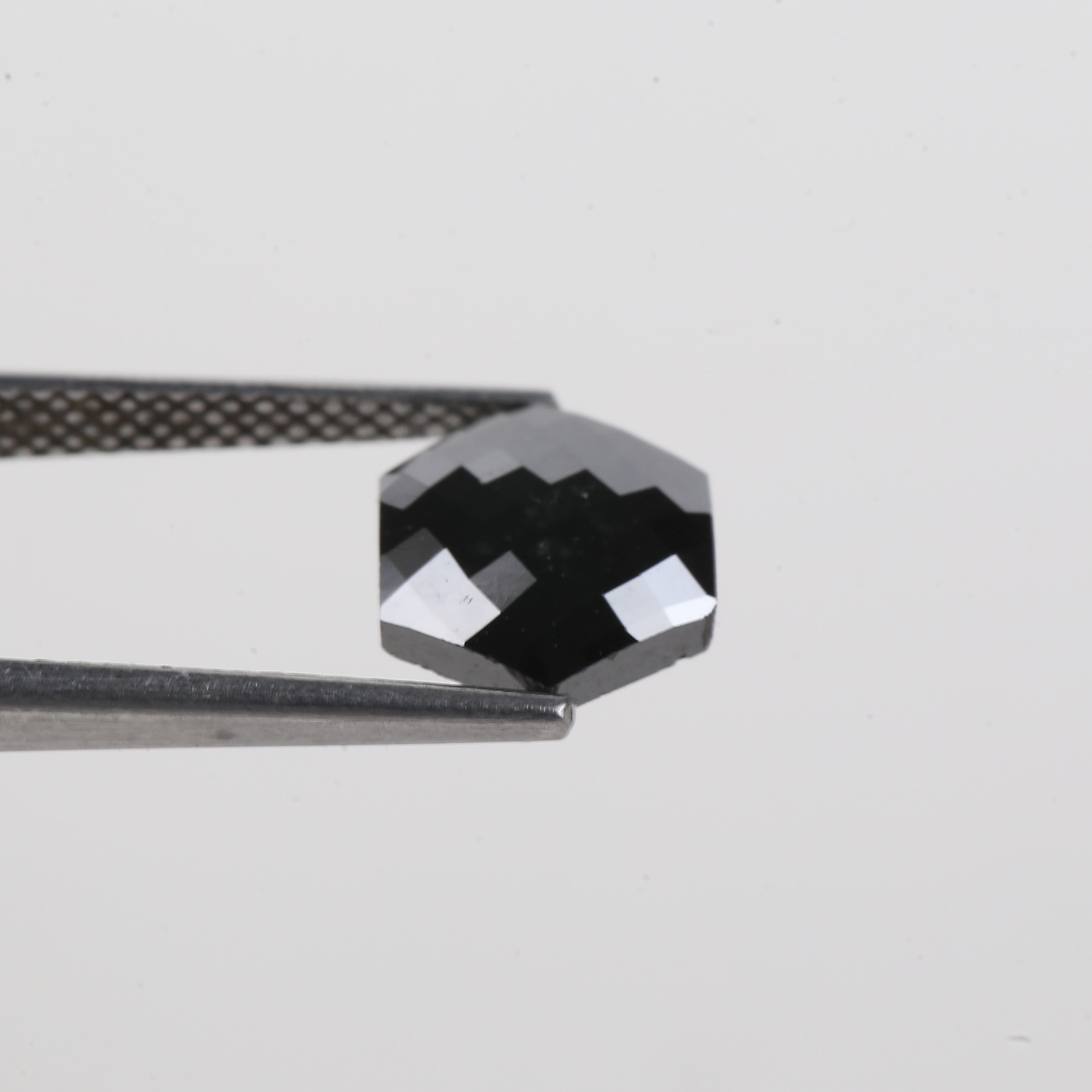 1.93 Carat Natural Black Hexagon Loose Diamond Checker Cut 7.77 MM