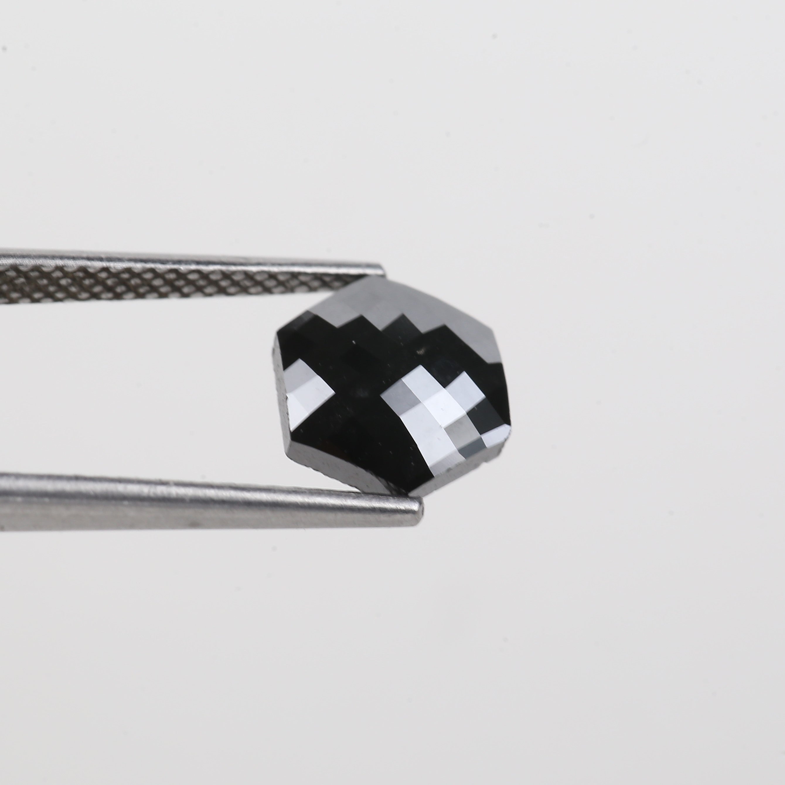 1.93 Carat Natural Black Hexagon Loose Diamond Checker Cut 7.77 MM