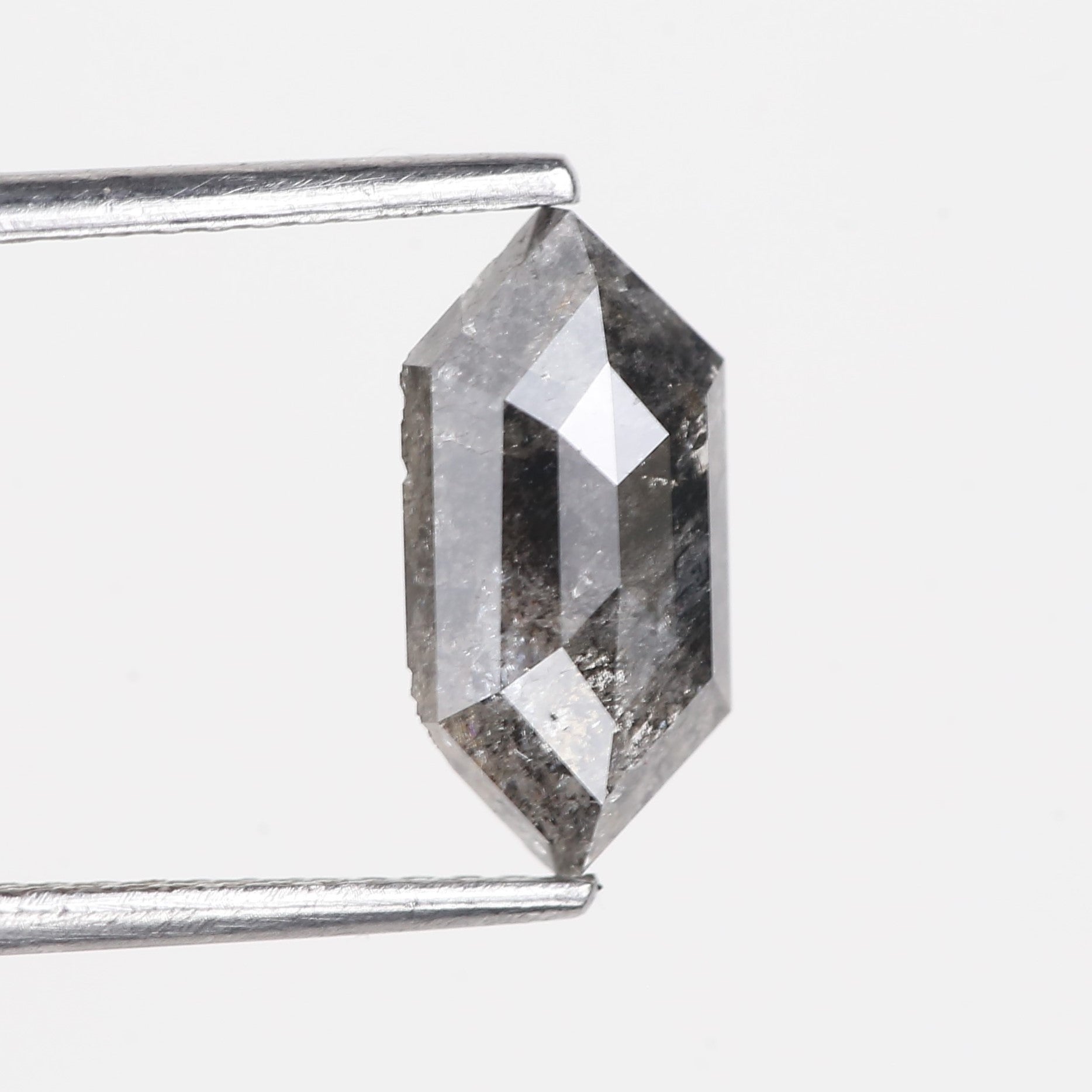 1.61 Carat Natural Salt And Pepper Hexagon Cut Gray Diamond 11.11 MM