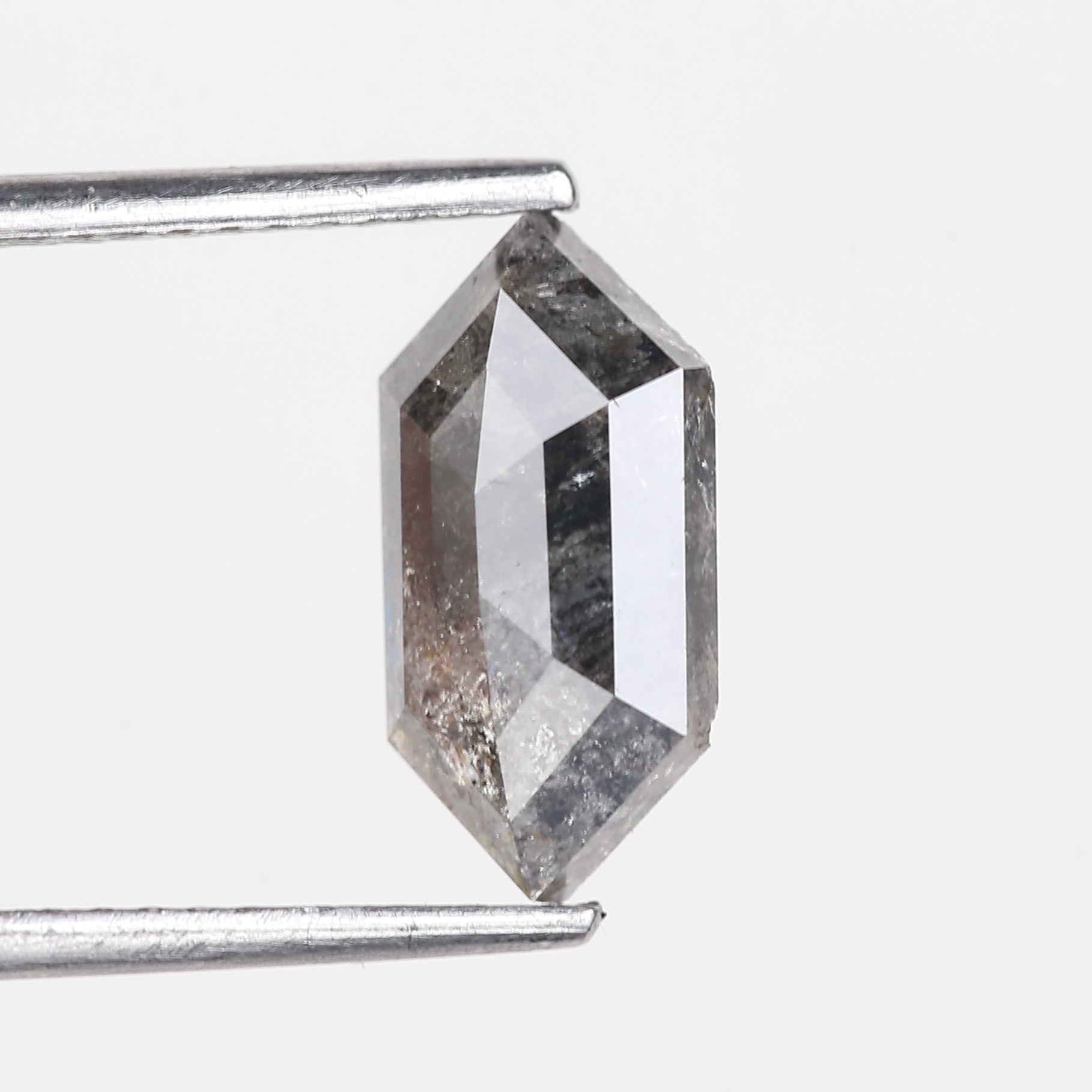 1.61 Carat Natural Salt And Pepper Hexagon Cut Gray Diamond 11.11 MM
