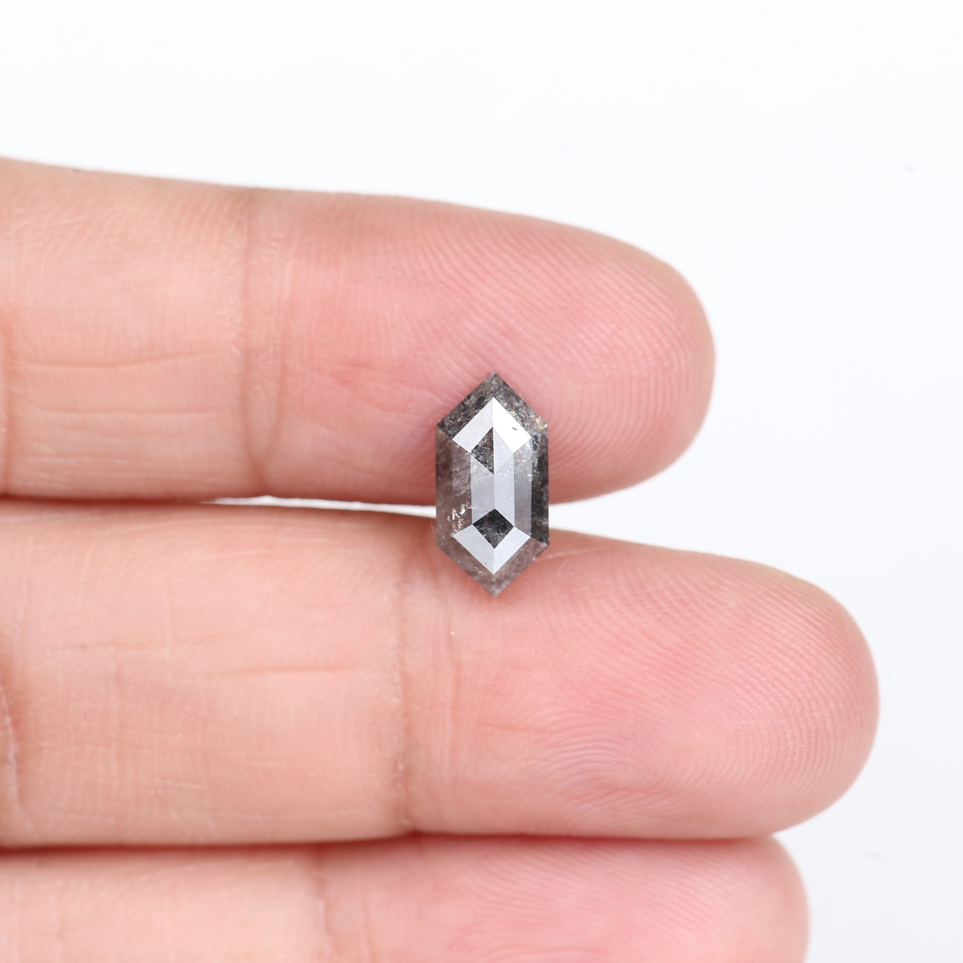 1.61 Carat Natural Salt And Pepper Hexagon Cut Gray Diamond 11.11 MM