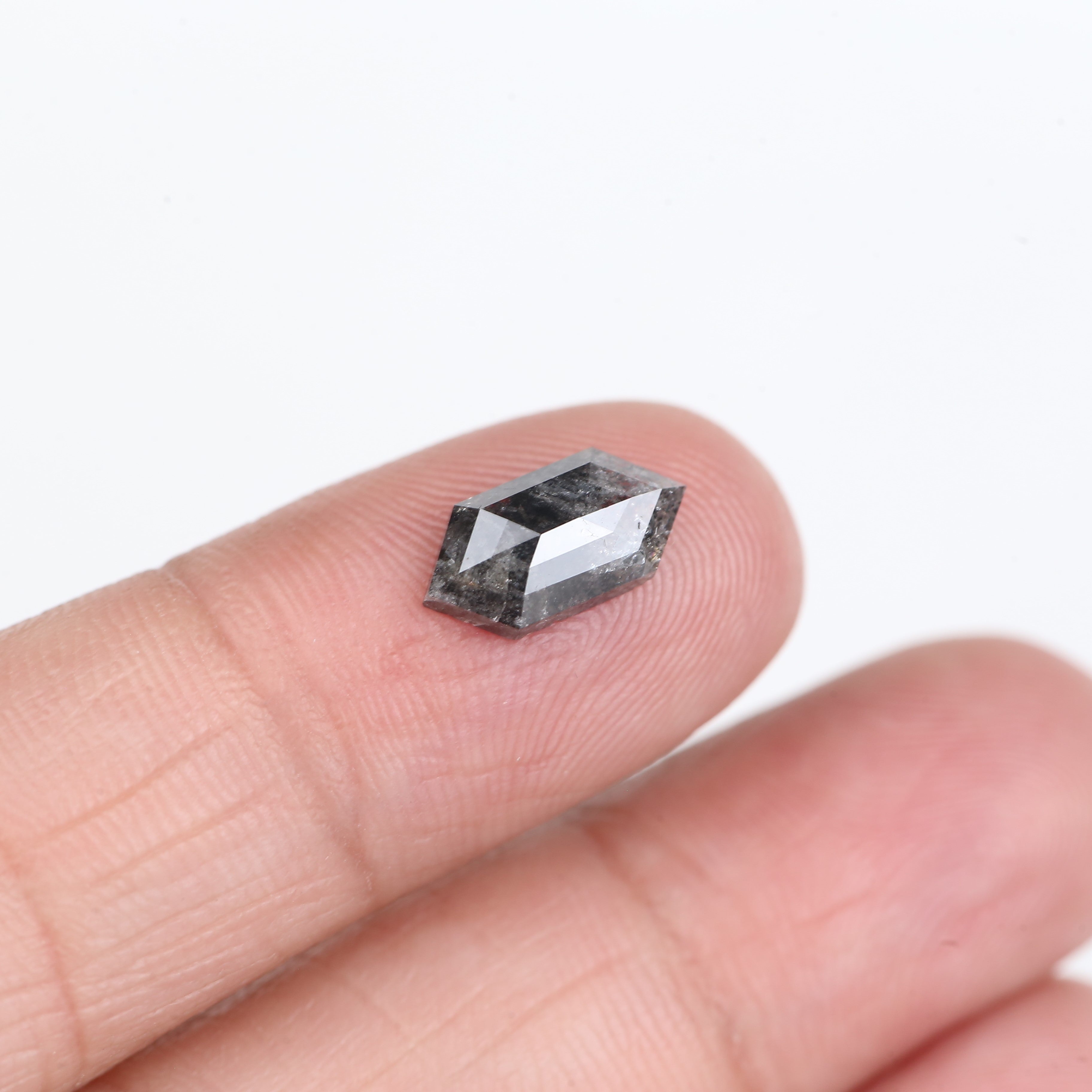 1.61 Carat Natural Salt And Pepper Hexagon Cut Gray Diamond 11.11 MM