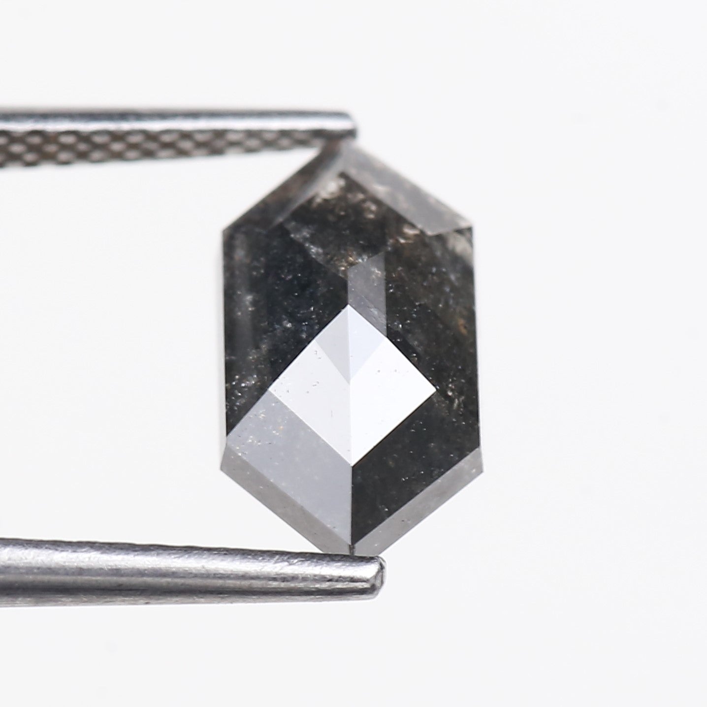 2.18 Carat Natural Salt And Pepper Hexagon Cut Black Grey Diamond 11.44 MM