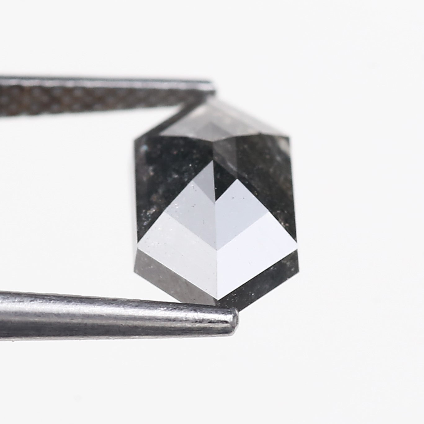 2.18 Carat Natural Salt And Pepper Hexagon Cut Black Grey Diamond 11.44 MM