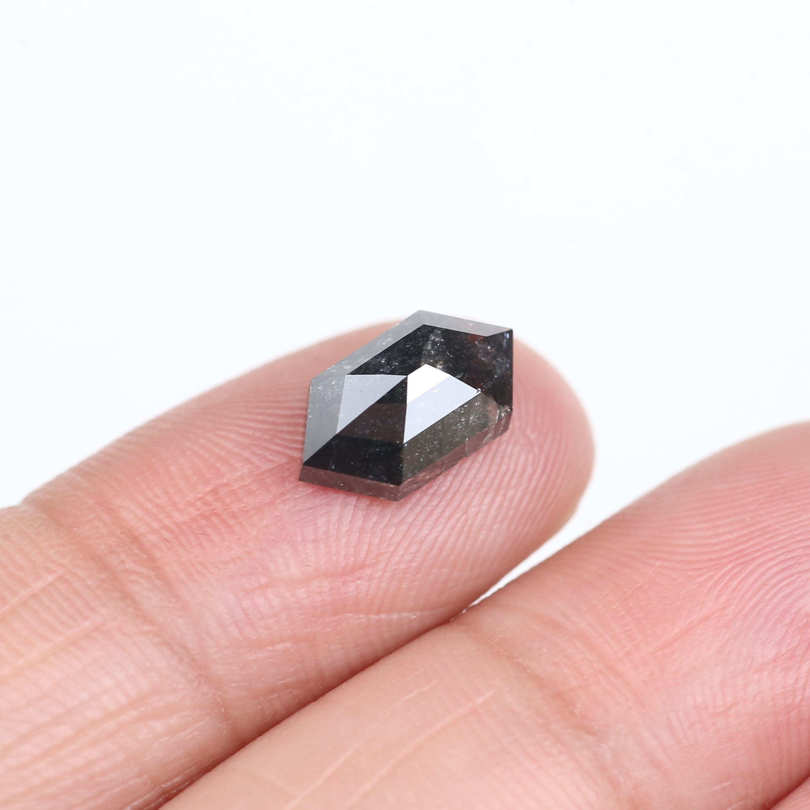 2.18 Carat Natural Salt And Pepper Hexagon Cut Black Grey Diamond 11.44 MM