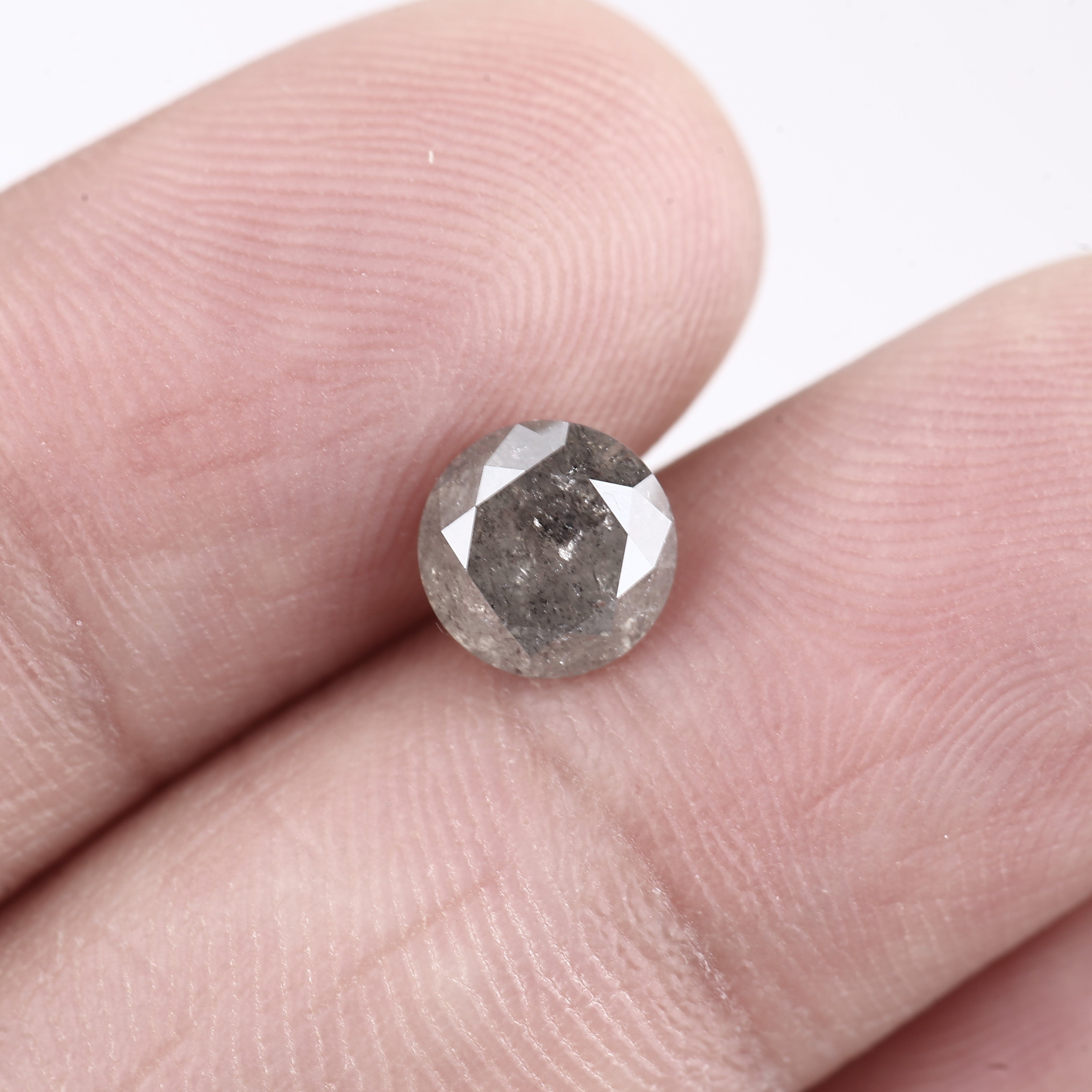 1.37 Carat Fancy Gray Round Salt and Pepper Diamond 6.6 MM