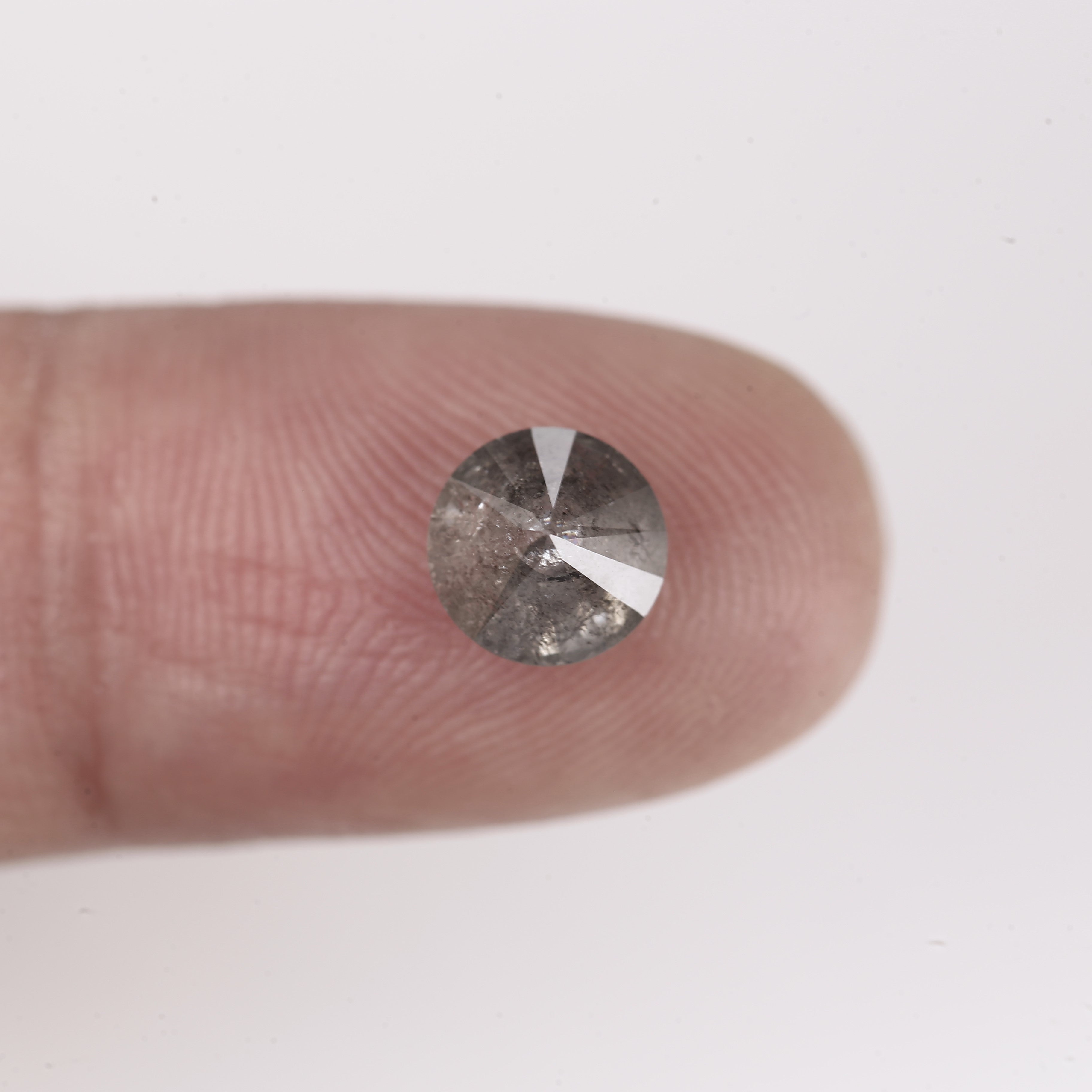 1.37 Carat Fancy Gray Round Salt and Pepper Diamond 6.6 MM