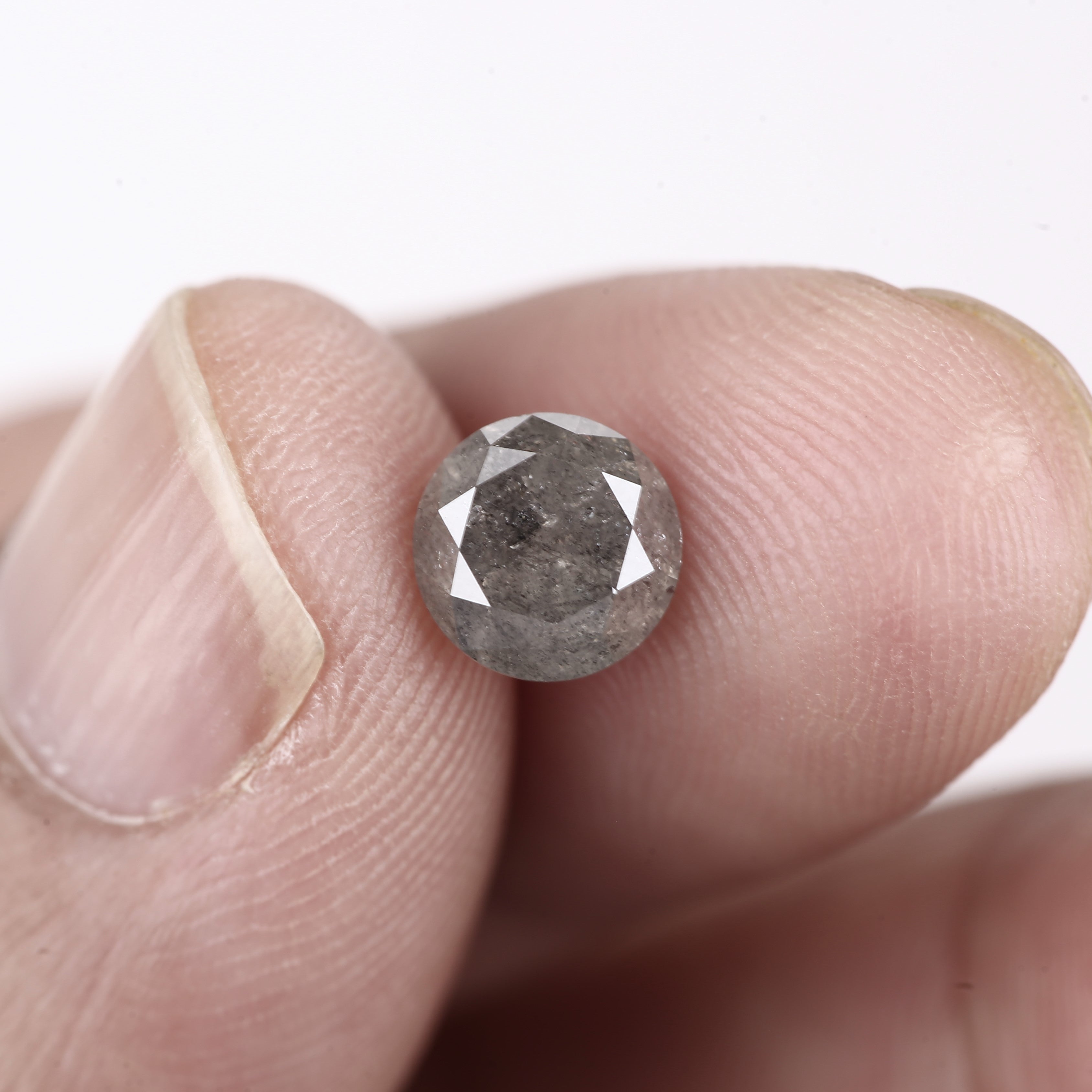 1.37 Carat Fancy Gray Round Salt and Pepper Diamond 6.6 MM