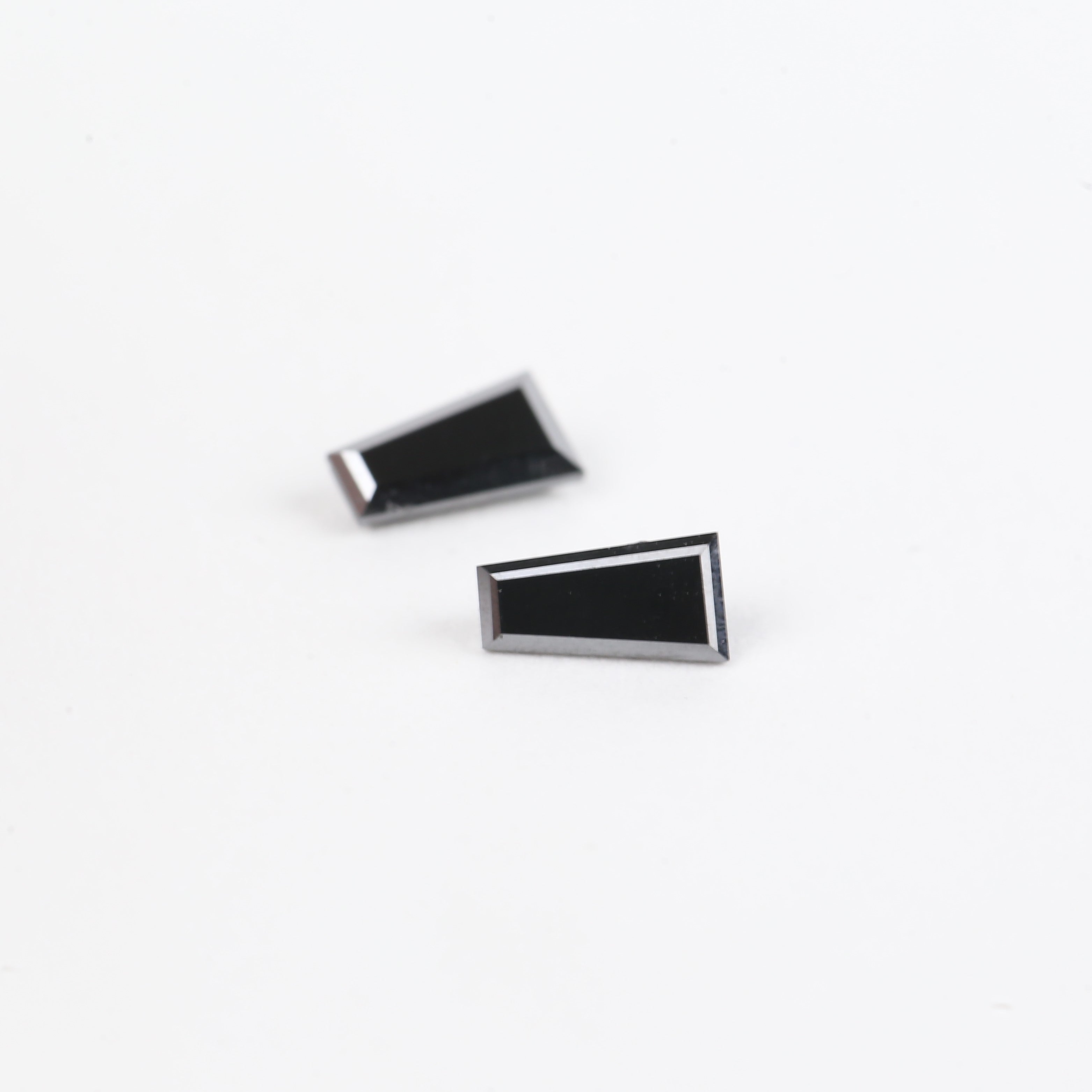 1.62 TCW Black Tapered Baguette Cut Natural Diamond Pair 7.86 MM