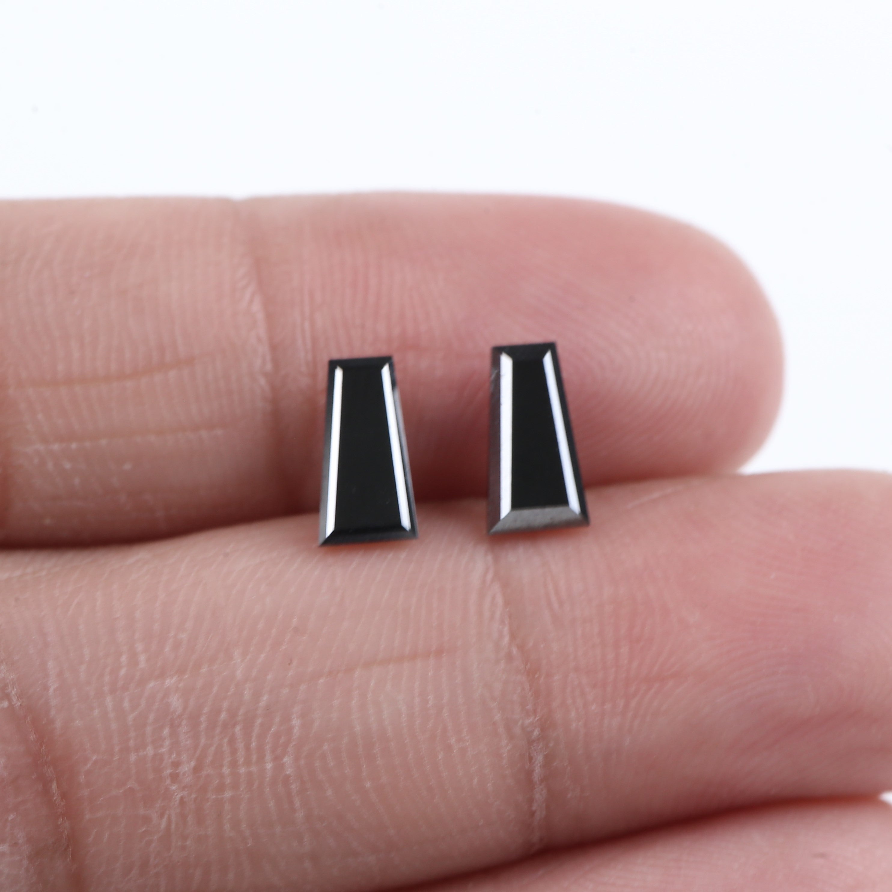 1.62 TCW Black Tapered Baguette Cut Natural Diamond Pair 7.86 MM