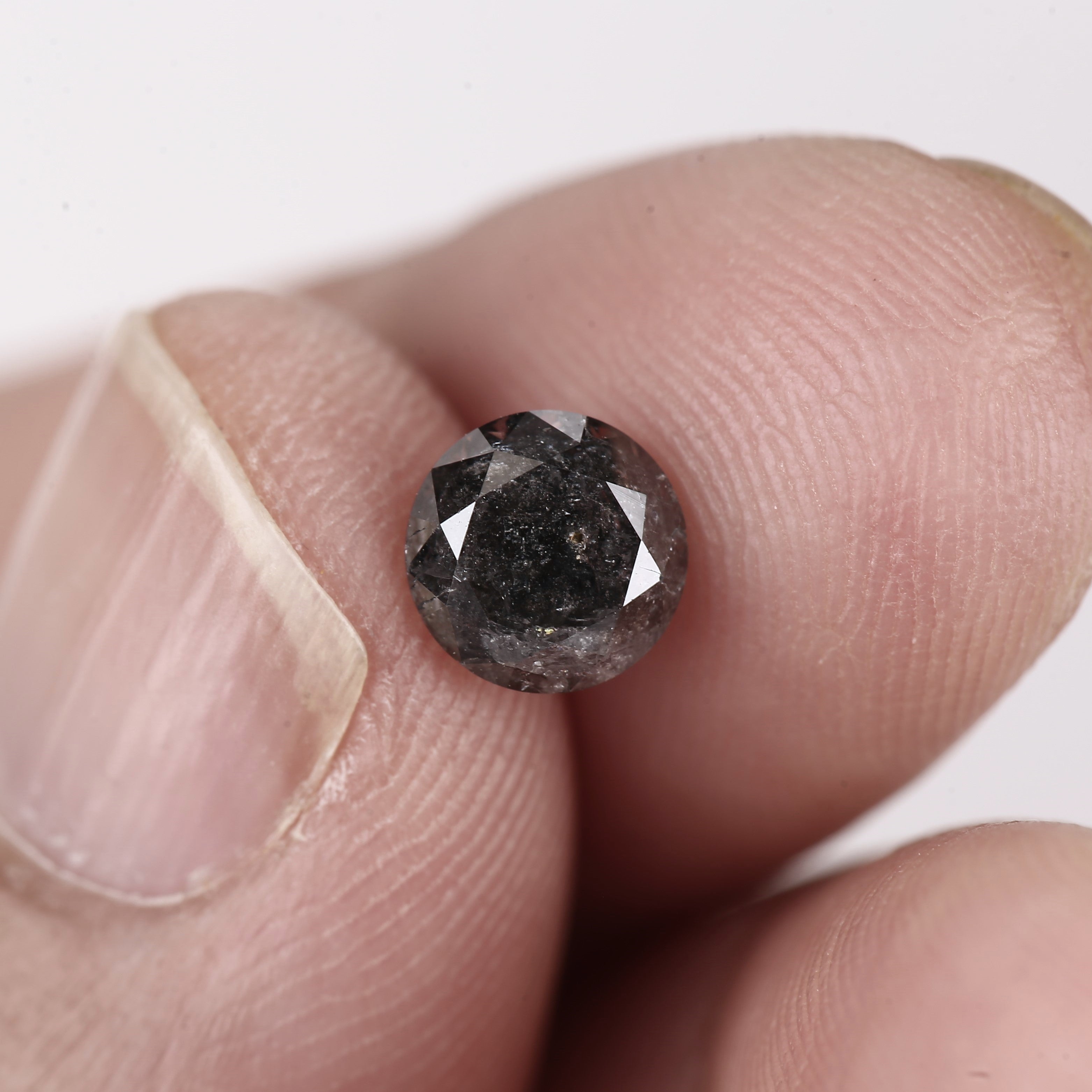 1 Ct Fancy Black Round Salt & Pepper Diamond 6 MM