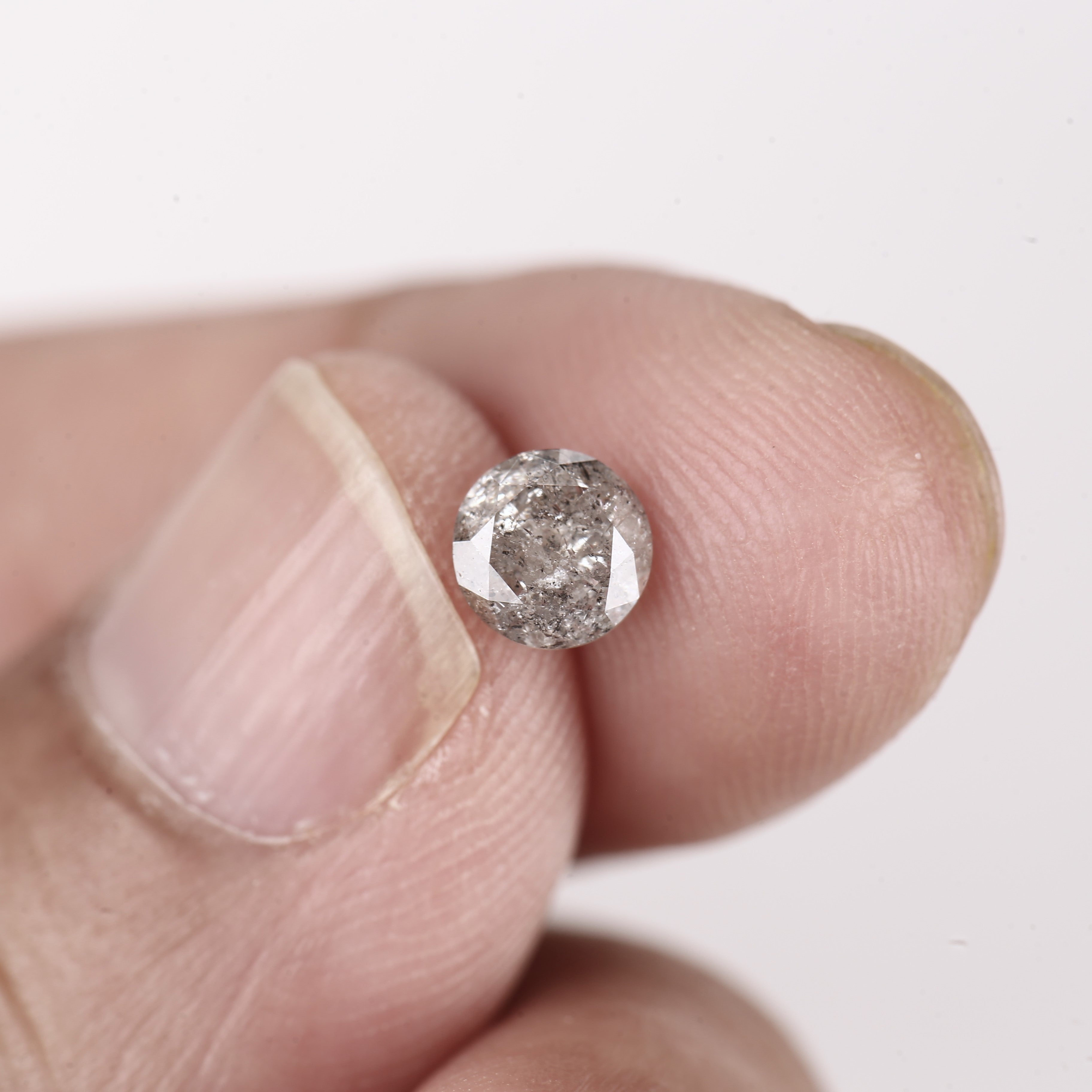 0.70ct Round Salt and Pepper Diamond Natural Gray for Unique Rings