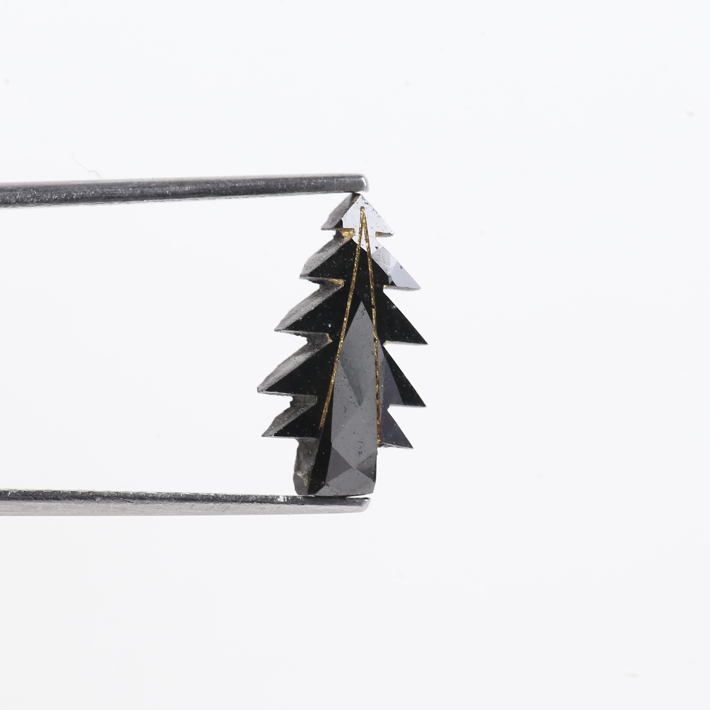 2.40 Carat Natural Christmas Tree Cut Black Diamond 14.19 MM