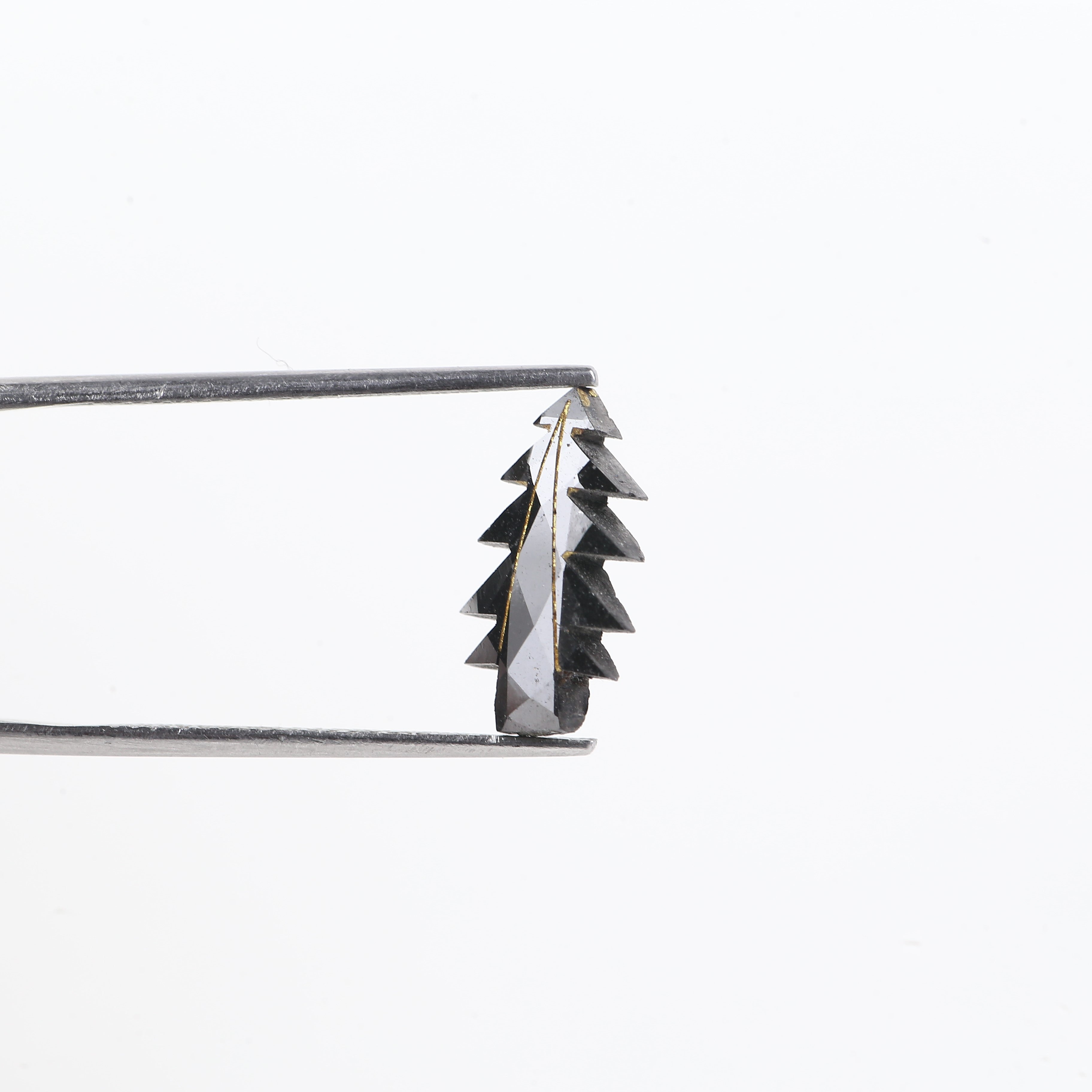 2.40 Carat Natural Christmas Tree Cut Black Diamond 14.19 MM