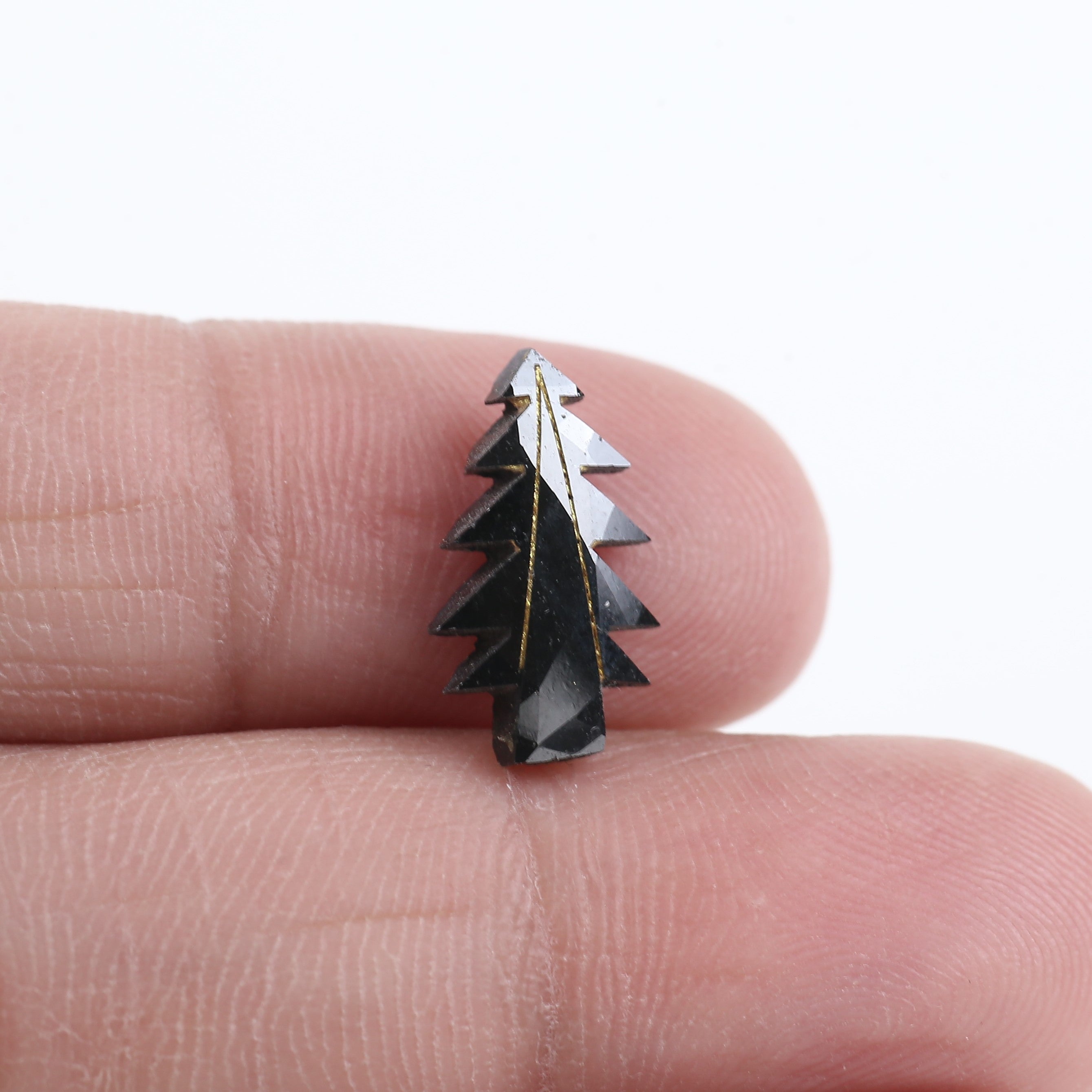 2.40 Carat Natural Christmas Tree Cut Black Diamond 14.19 MM