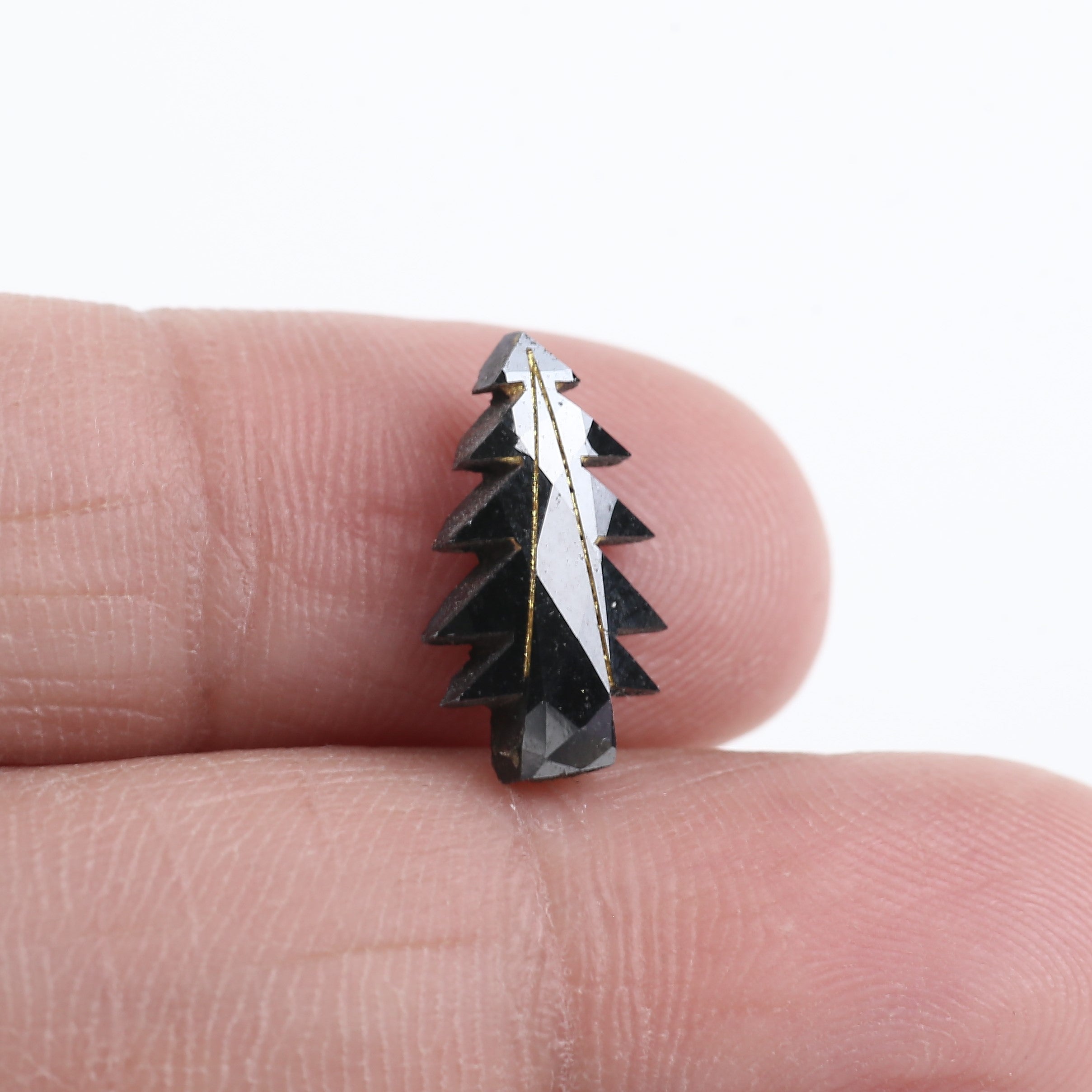 2.40 Carat Natural Christmas Tree Cut Black Diamond 14.19 MM
