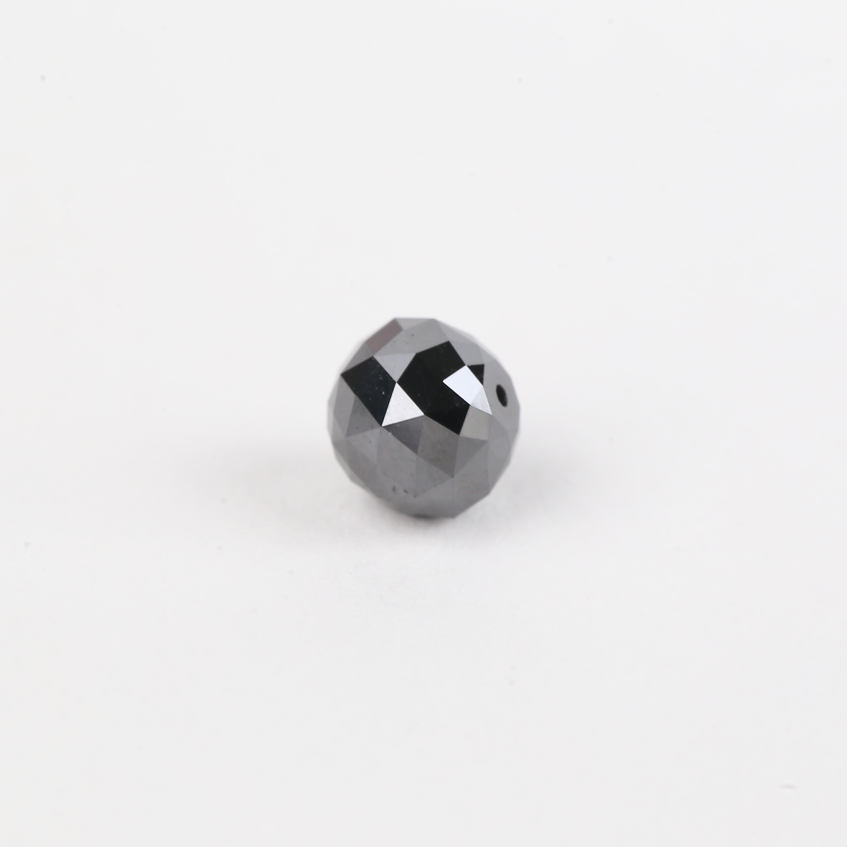 2.78 Carat Natural Black Diamond Beads Checker Cut Balls Cut 7.31 MM