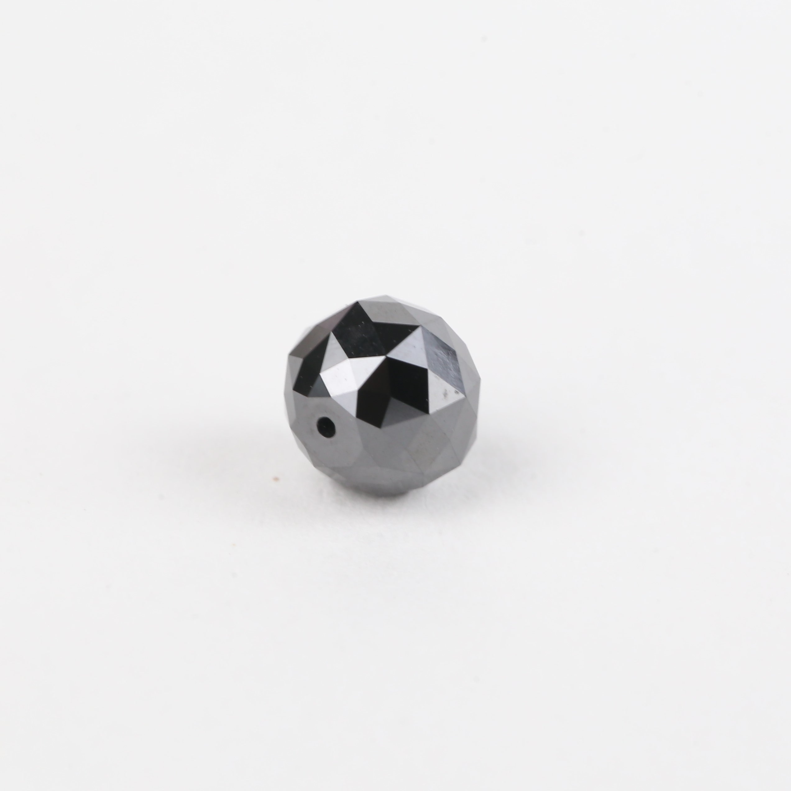 2.78 Carat Natural Black Diamond Beads Checker Cut Balls Cut 7.31 MM