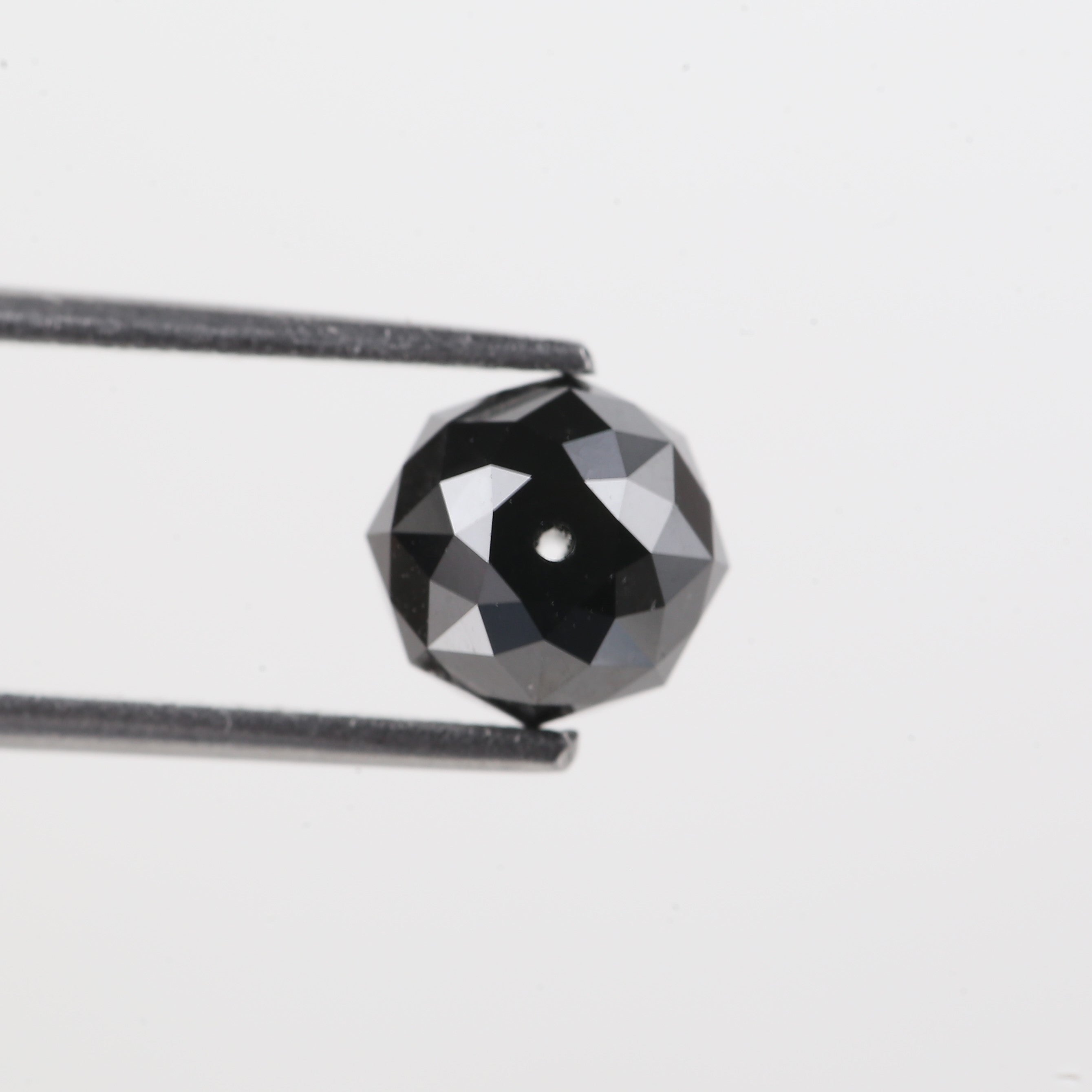 2.78 Carat Natural Black Diamond Beads Checker Cut Balls Cut 7.31 MM