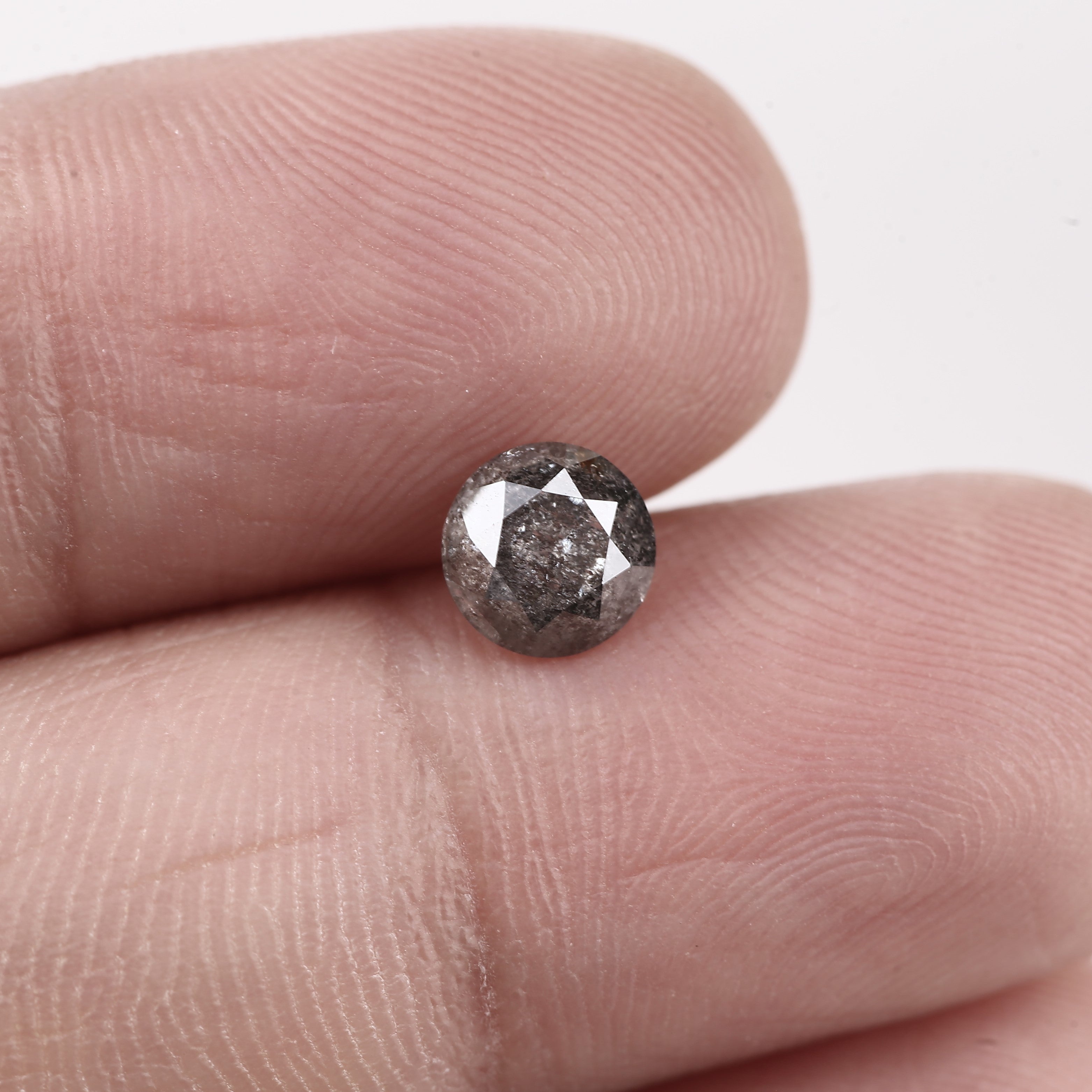 0.81ct Round Salt and Pepper Diamond Natural Gray Loose Stone 5.8 MM