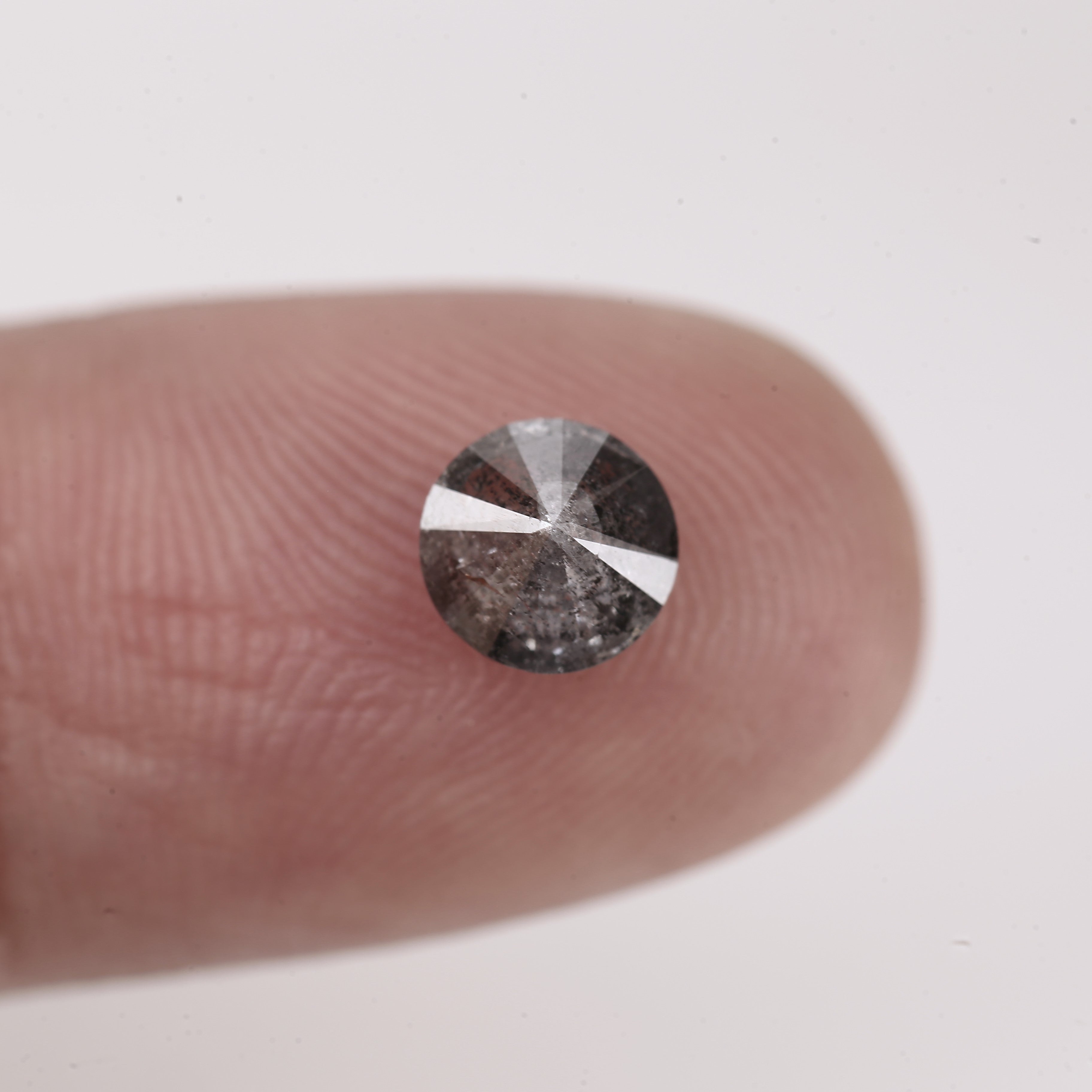 0.81ct Round Salt and Pepper Diamond Natural Gray Loose Stone 5.8 MM