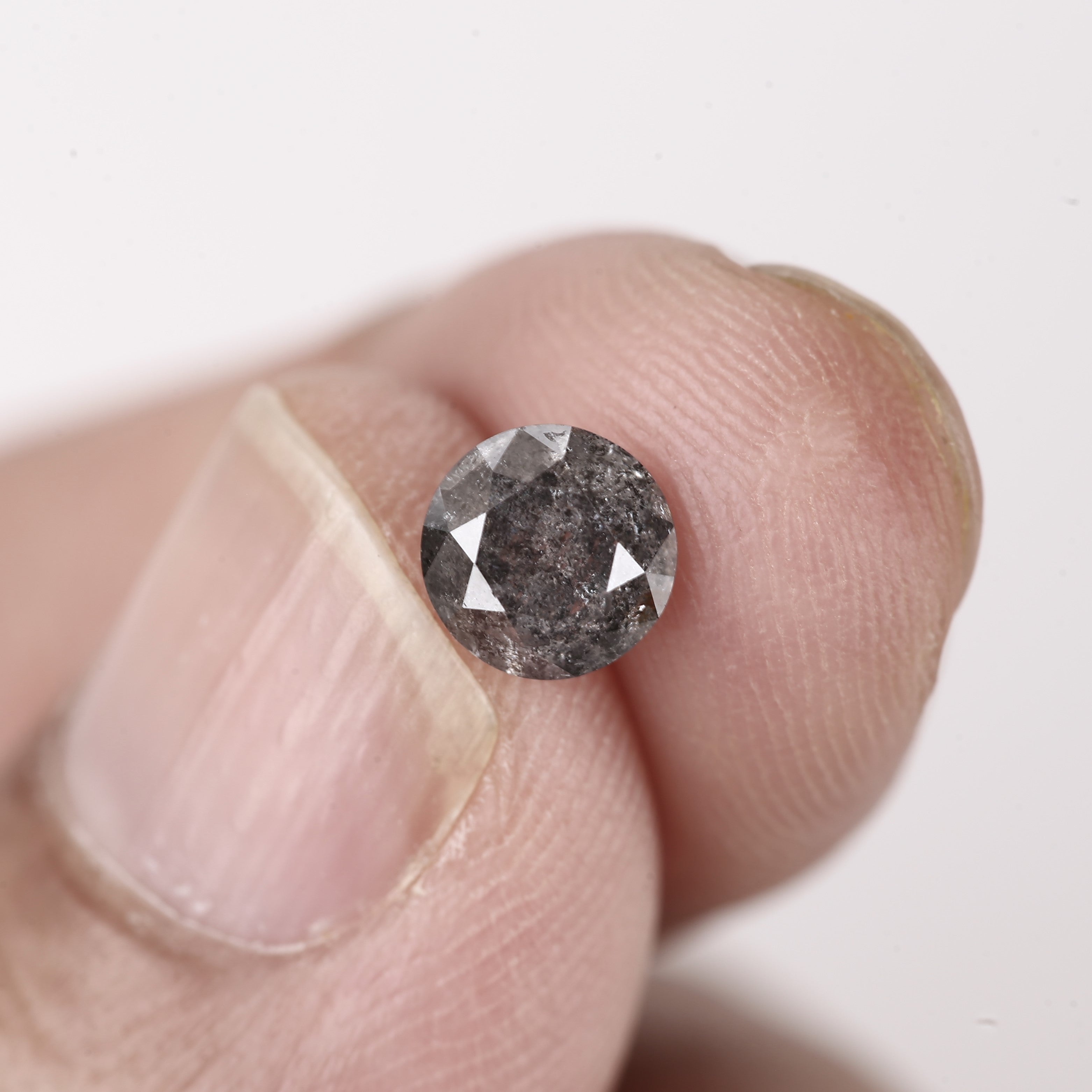 0.81ct Round Salt and Pepper Diamond Natural Gray Loose Stone 5.8 MM