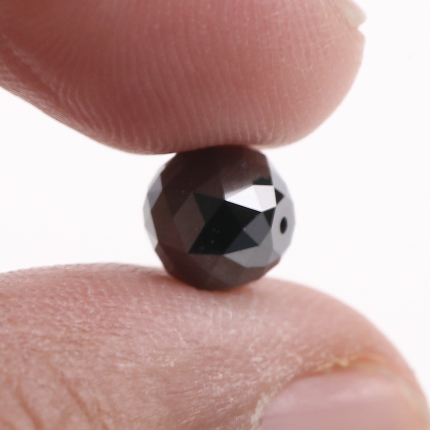 2.78 Carat Natural Black Diamond Beads Checker Cut Balls Cut 7.31 MM