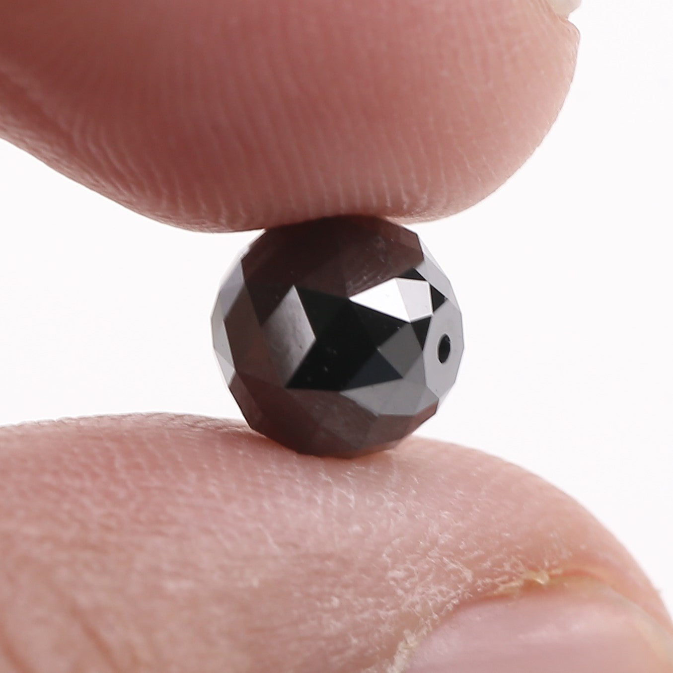 2.78 Carat Natural Black Diamond Beads Checker Cut Balls Cut 7.31 MM