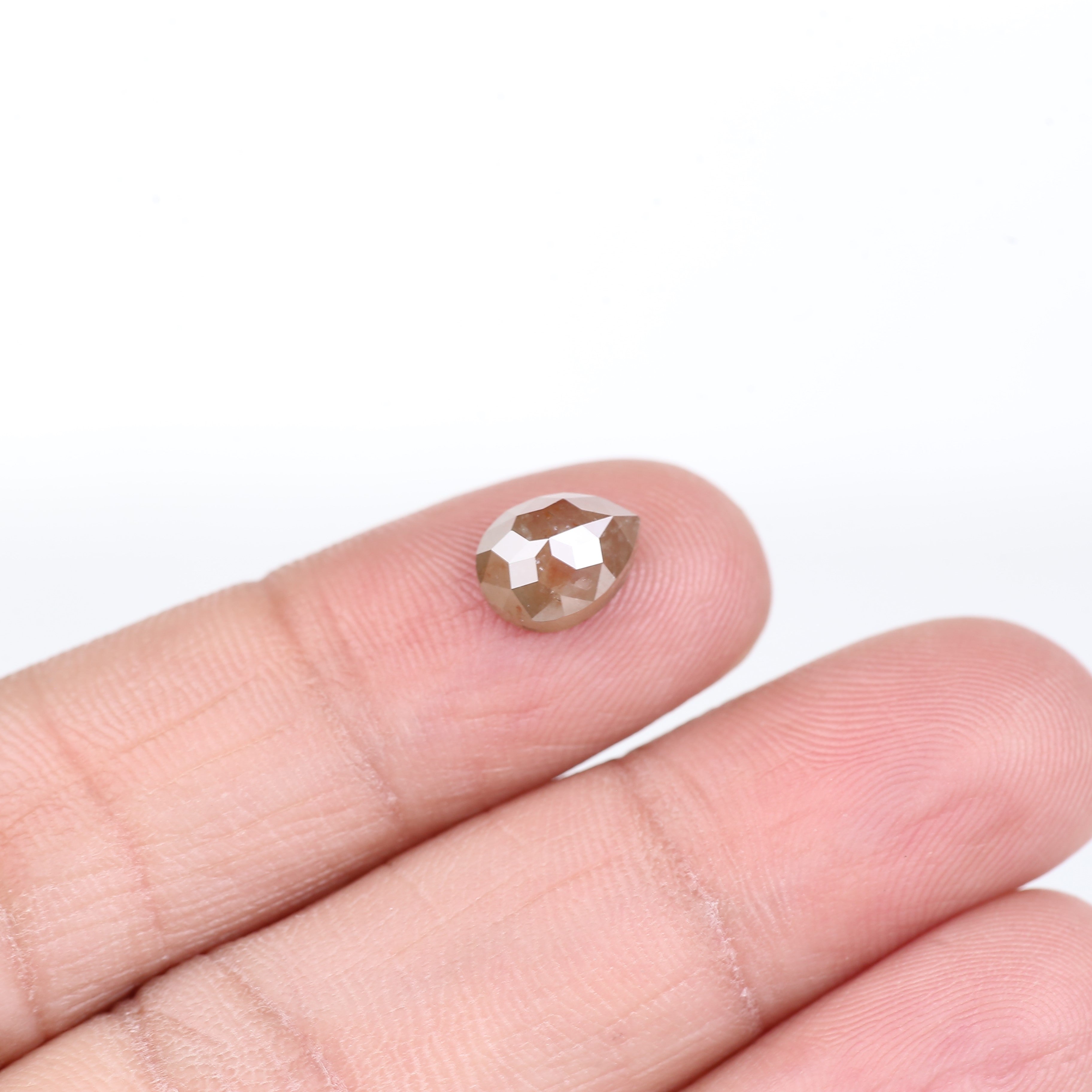 1.95 Carat Natural Orange Brown Pear Loose Salt Pepper Diamond 8.4 MM
