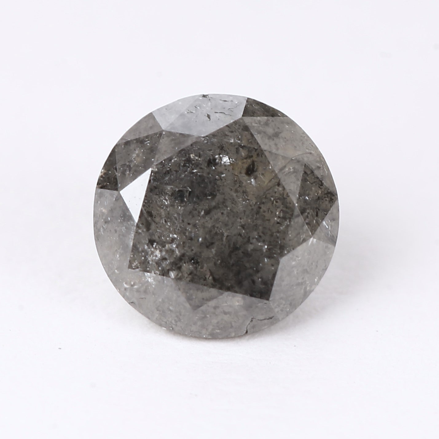 0.91ct Natural Gray Round Salt and Pepper Diamond 5.9 MM