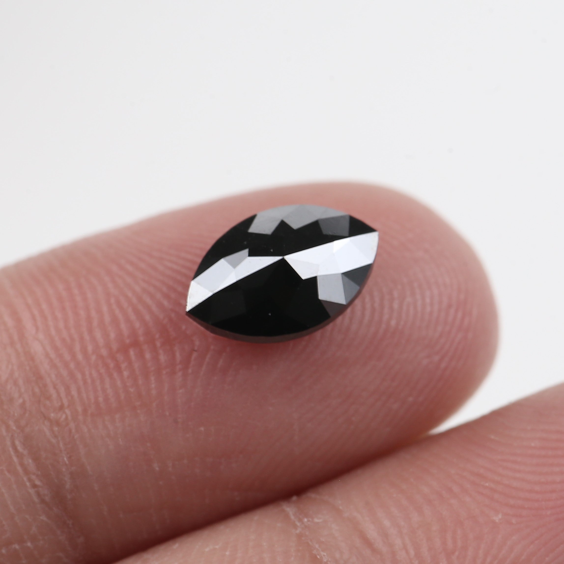 1.5 Carat Black Diamond Natural Marquise Double Rose Cut Loose 9.43 MM