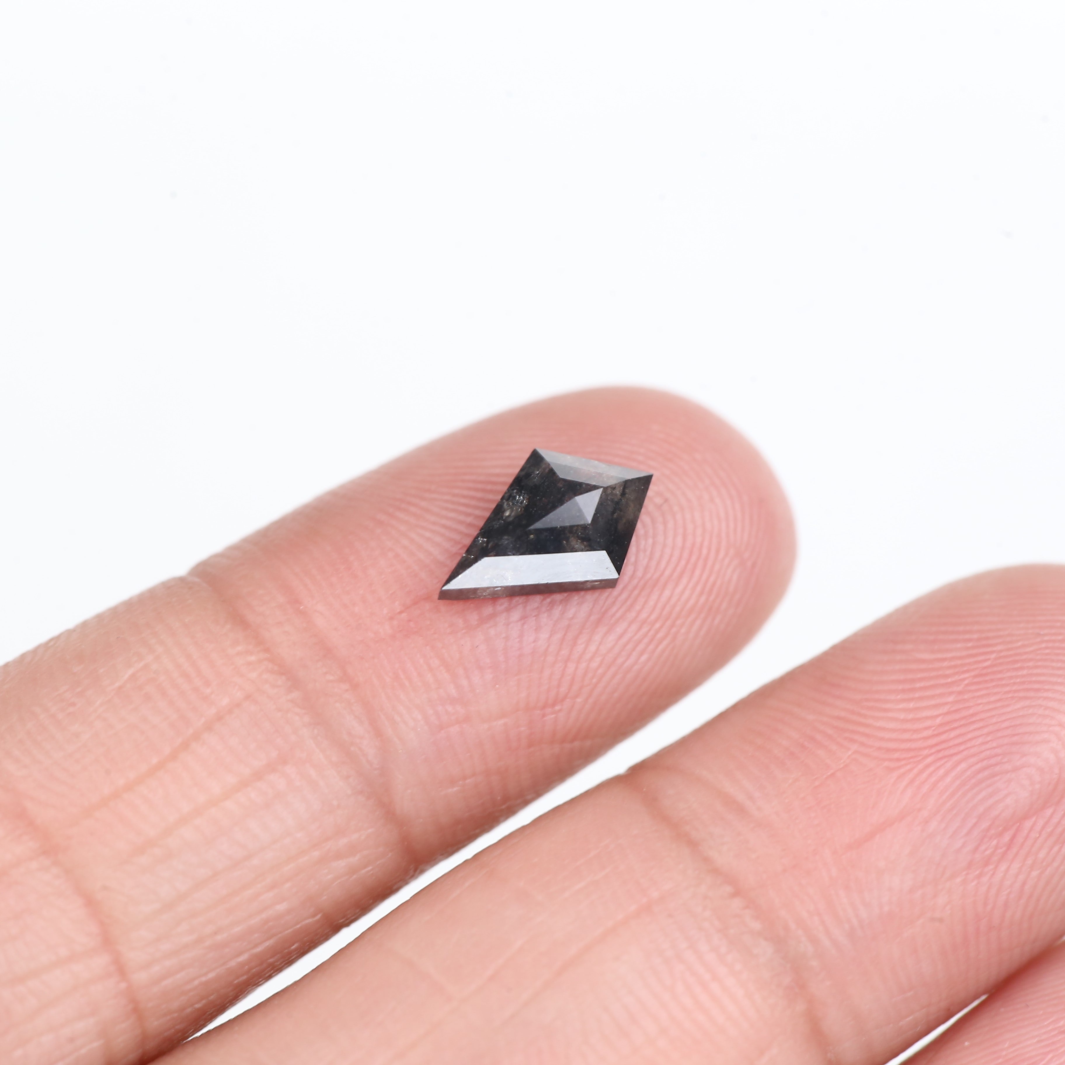 1.19 Carat Natural Black Kite Cut Salt And Pepper Diamond 10.07 MM