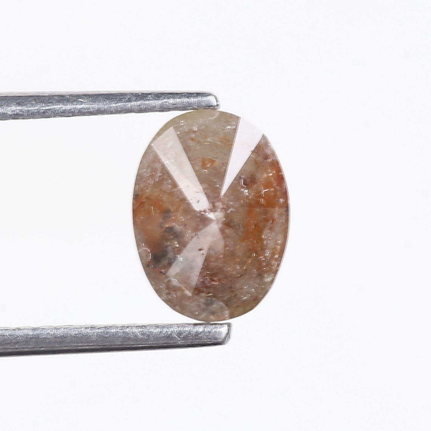 1.42 Carat Natural Orange Oval Salt Pepper Diamond 8.1 MM