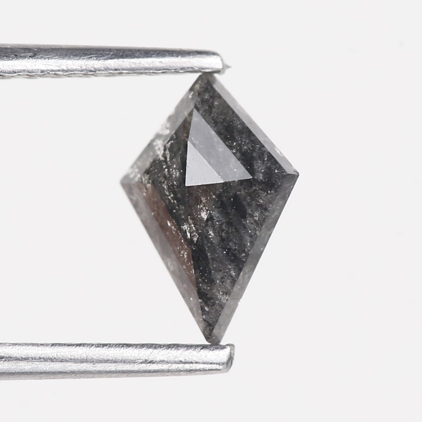 0.58 Carat Natural Salt Pepper Diamond Kite Cut Gray Diamond 8.14 MM