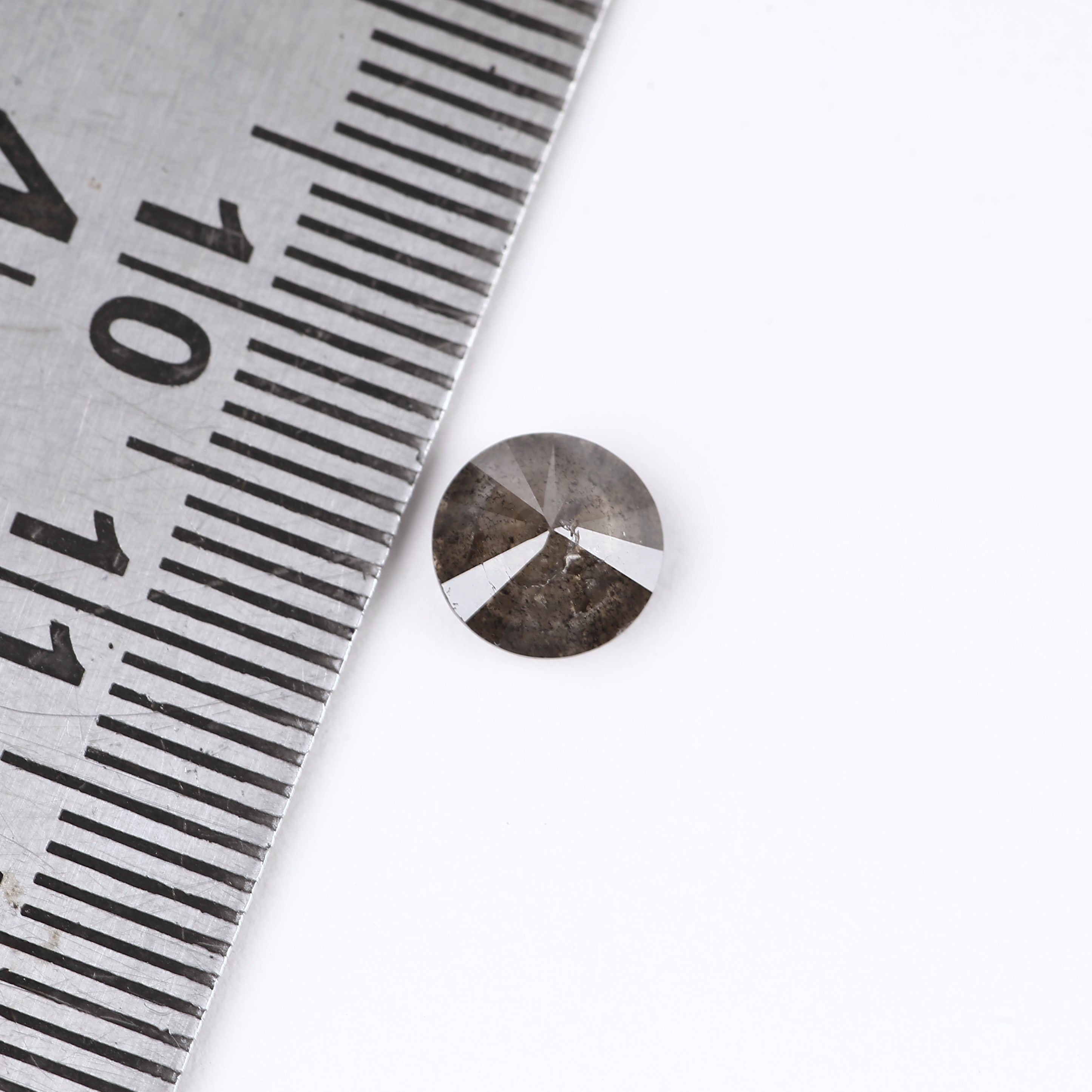 1.38ct Round Natural Smoky Salt and Pepper Diamond 6.7 MM