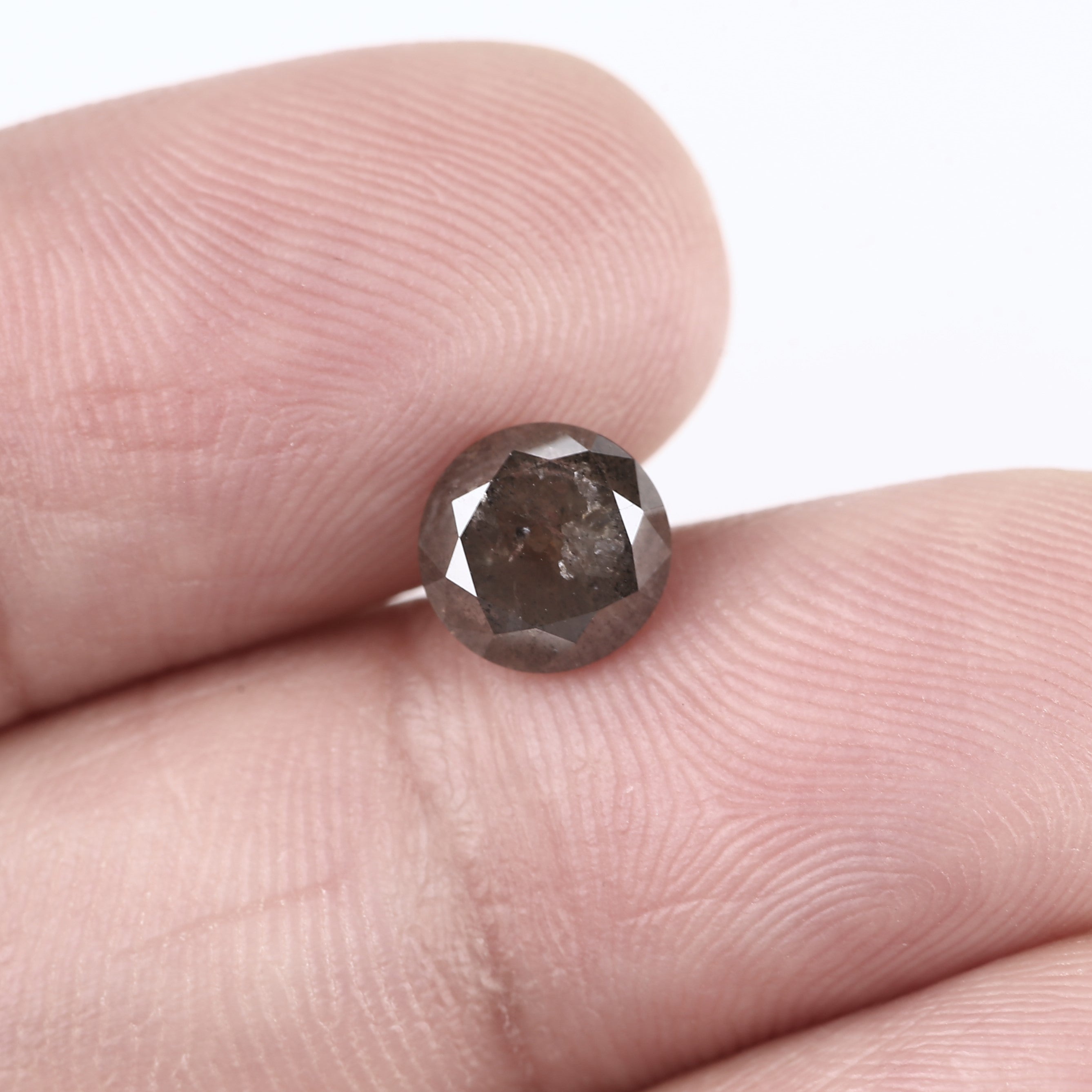 1.38ct Round Natural Smoky Salt and Pepper Diamond 6.7 MM