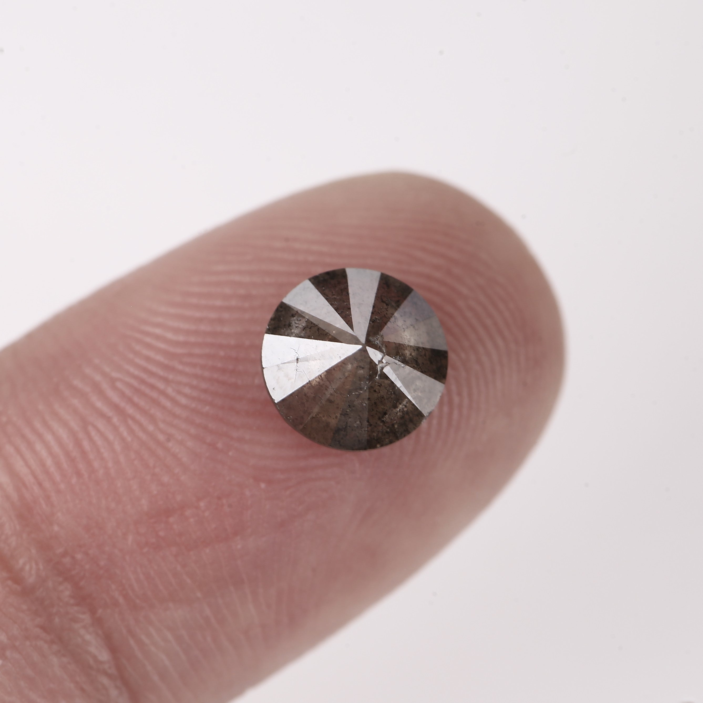 1.38ct Round Natural Smoky Salt and Pepper Diamond 6.7 MM