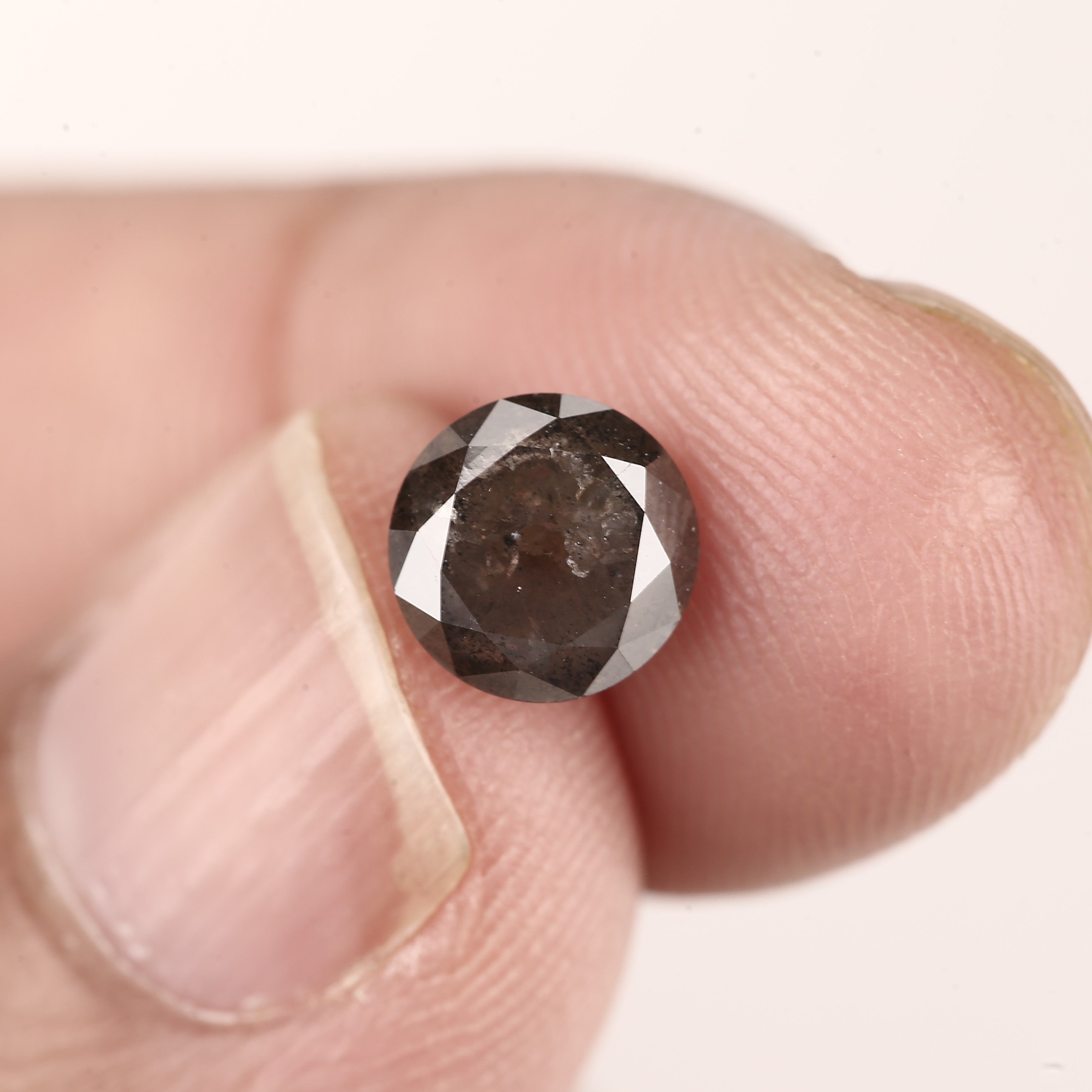 1.38ct Round Natural Smoky Salt and Pepper Diamond 6.7 MM