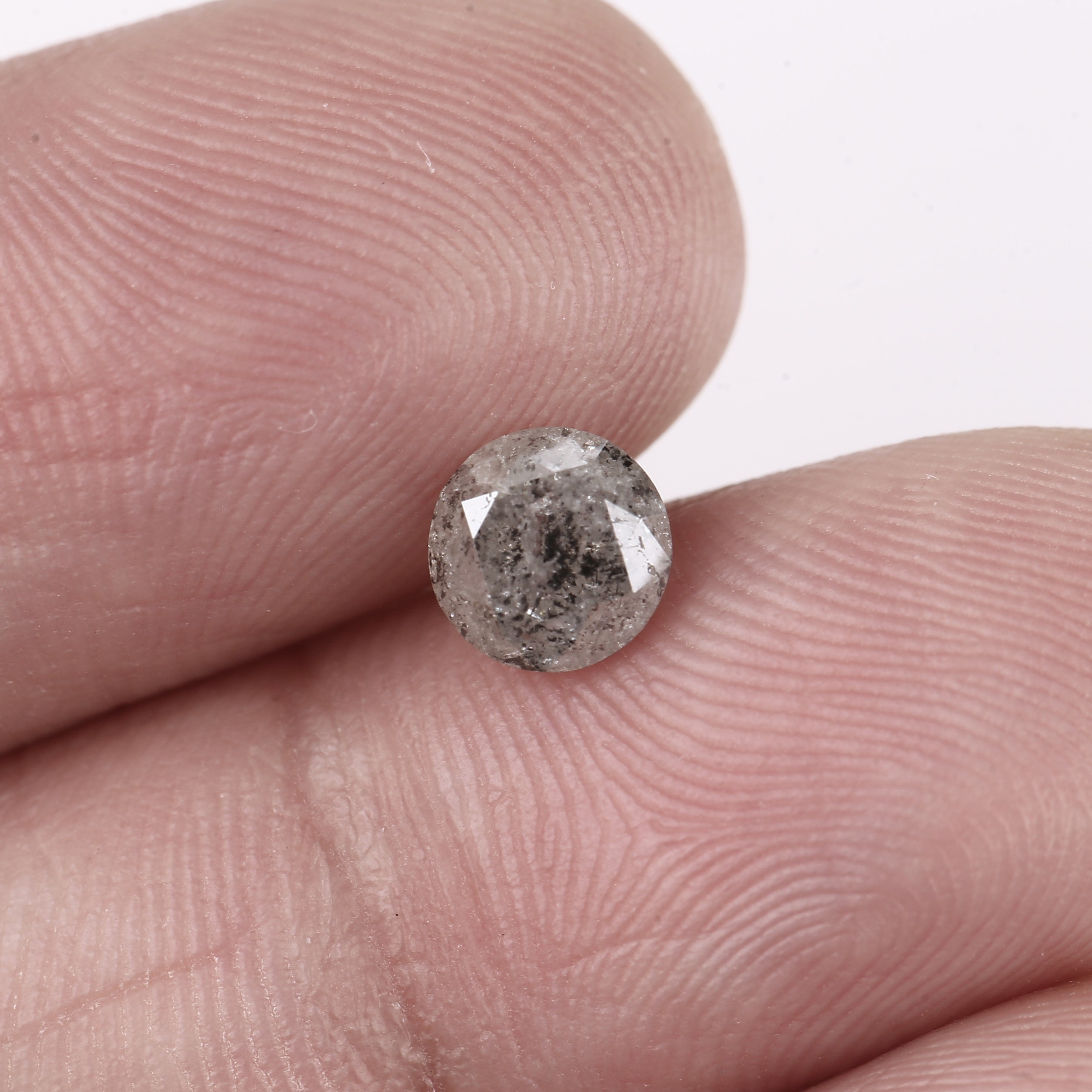0.84ct Round Natural Fancy Gray Salt and Pepper Diamond 5.7 MM