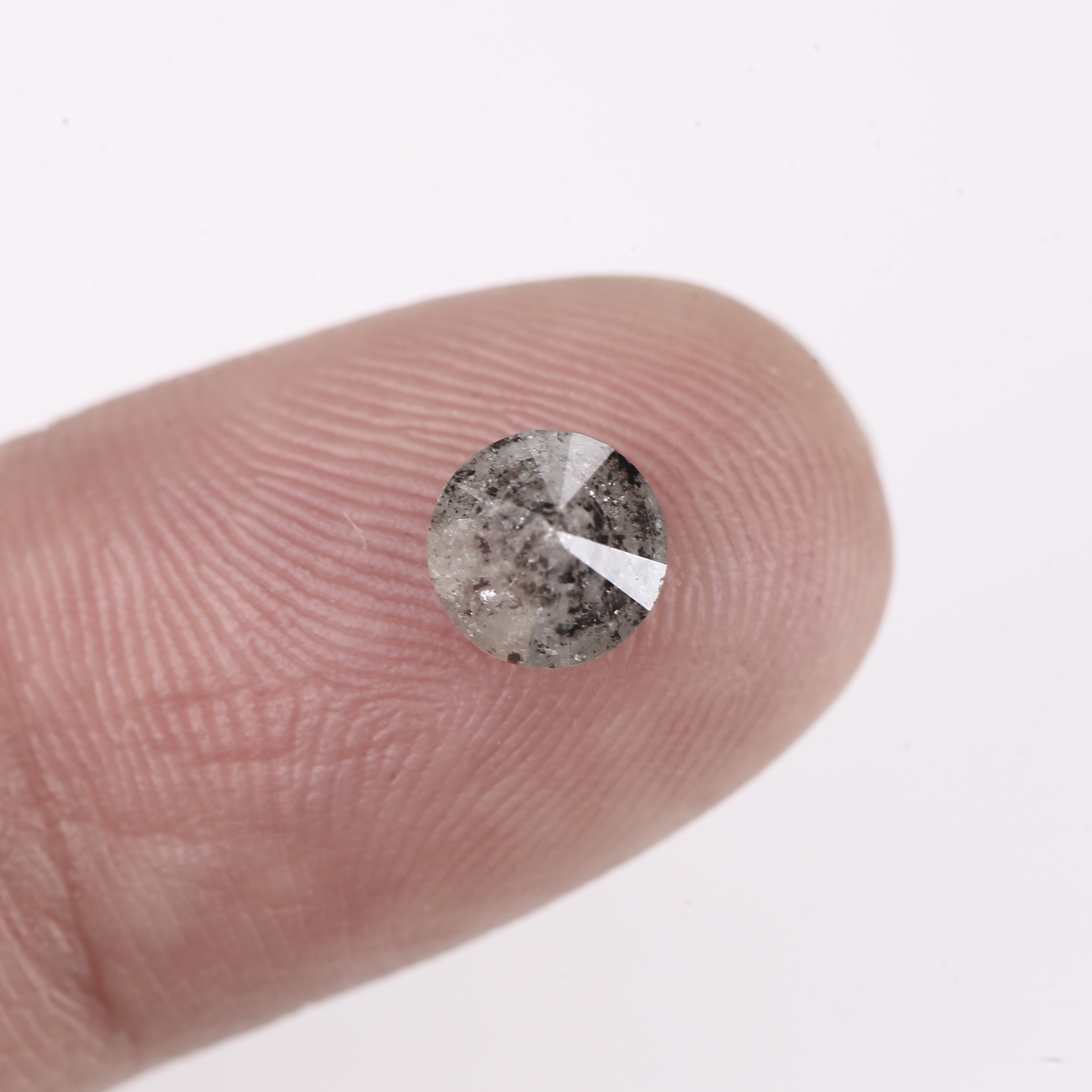0.84ct Round Natural Fancy Gray Salt and Pepper Diamond 5.7 MM