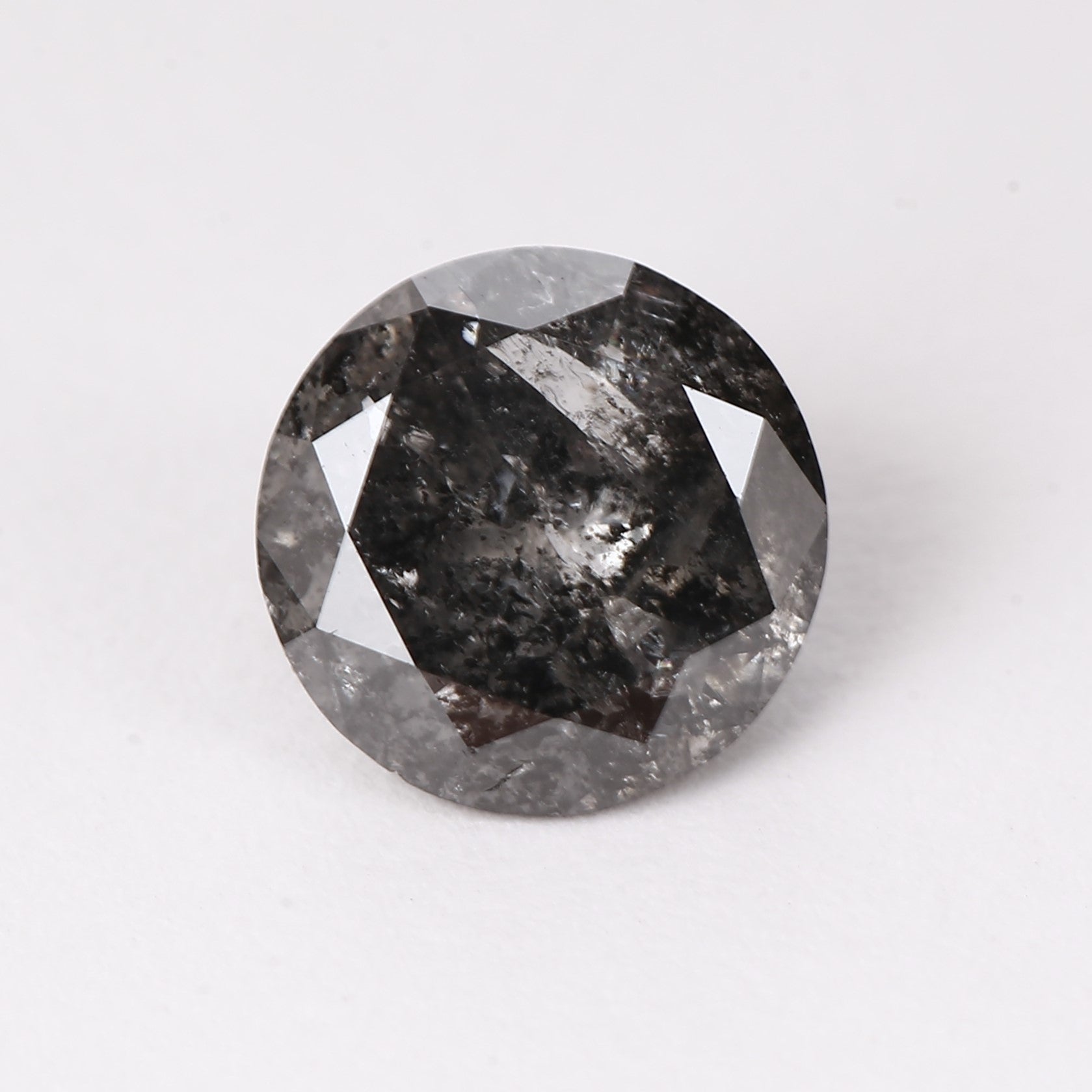 1.12ct Natural Galaxy Black Diamond Salt and Pepper Round 7 MM