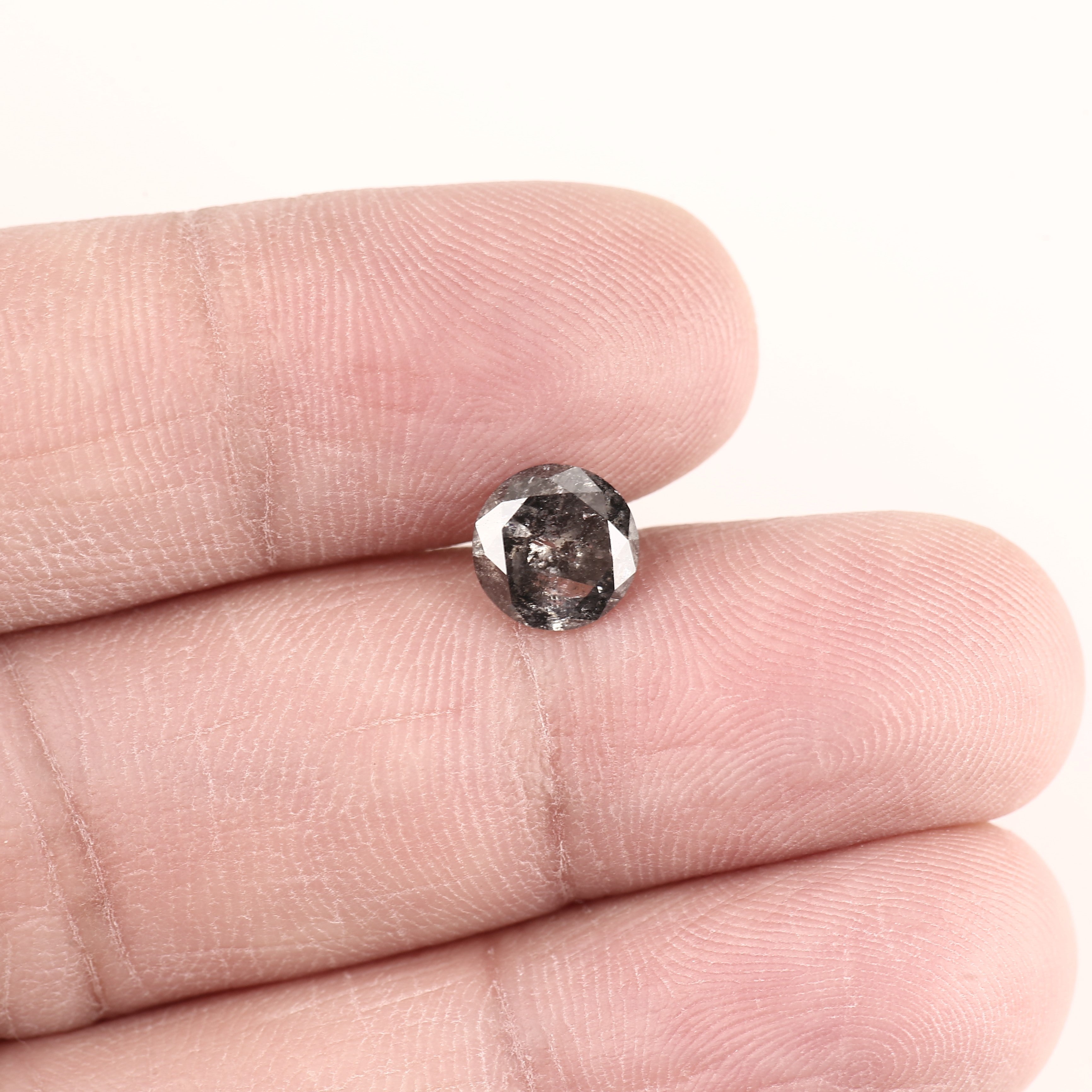 1.12ct Natural Galaxy Black Diamond Salt and Pepper Round 7 MM