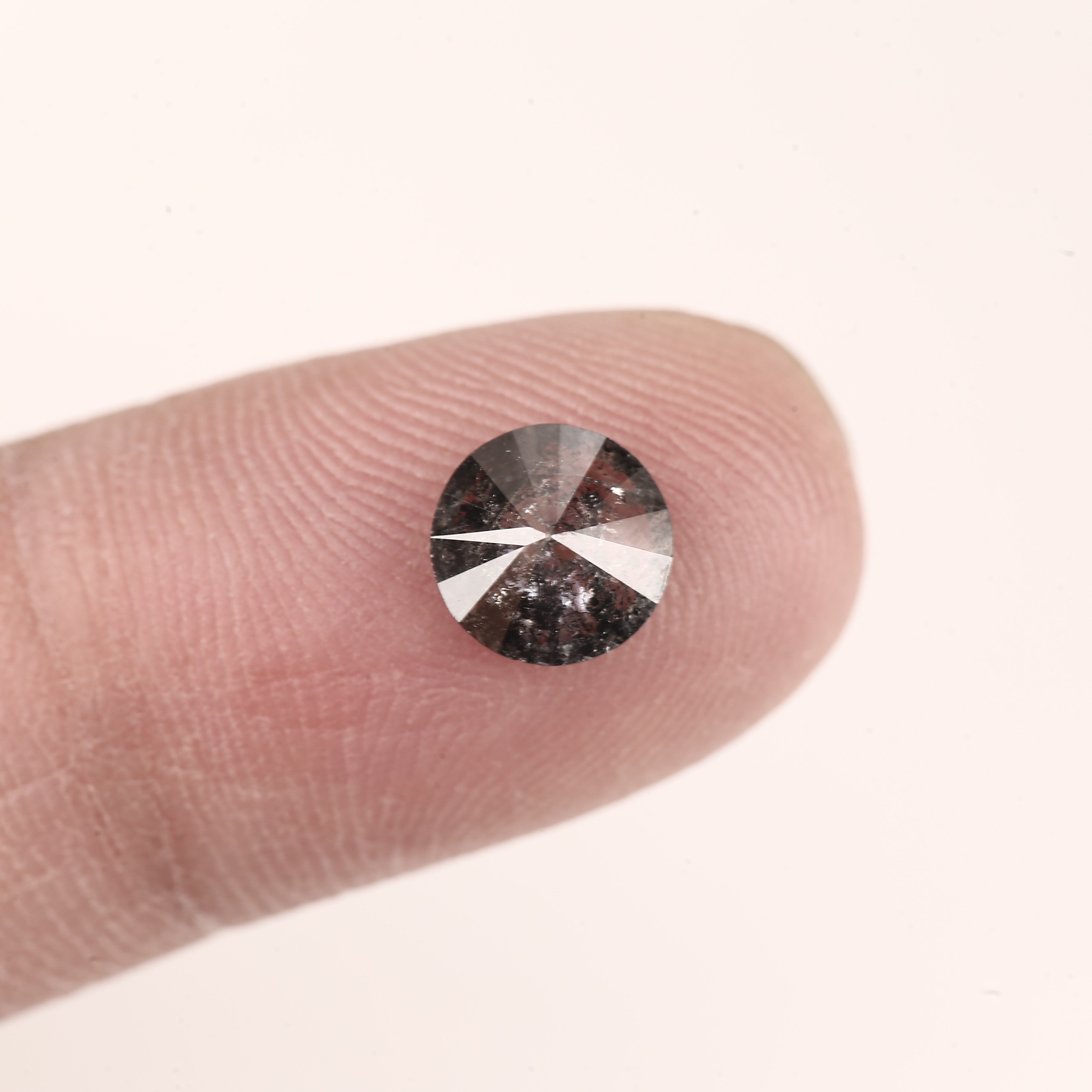 1.12ct Natural Galaxy Black Diamond Salt and Pepper Round 7 MM