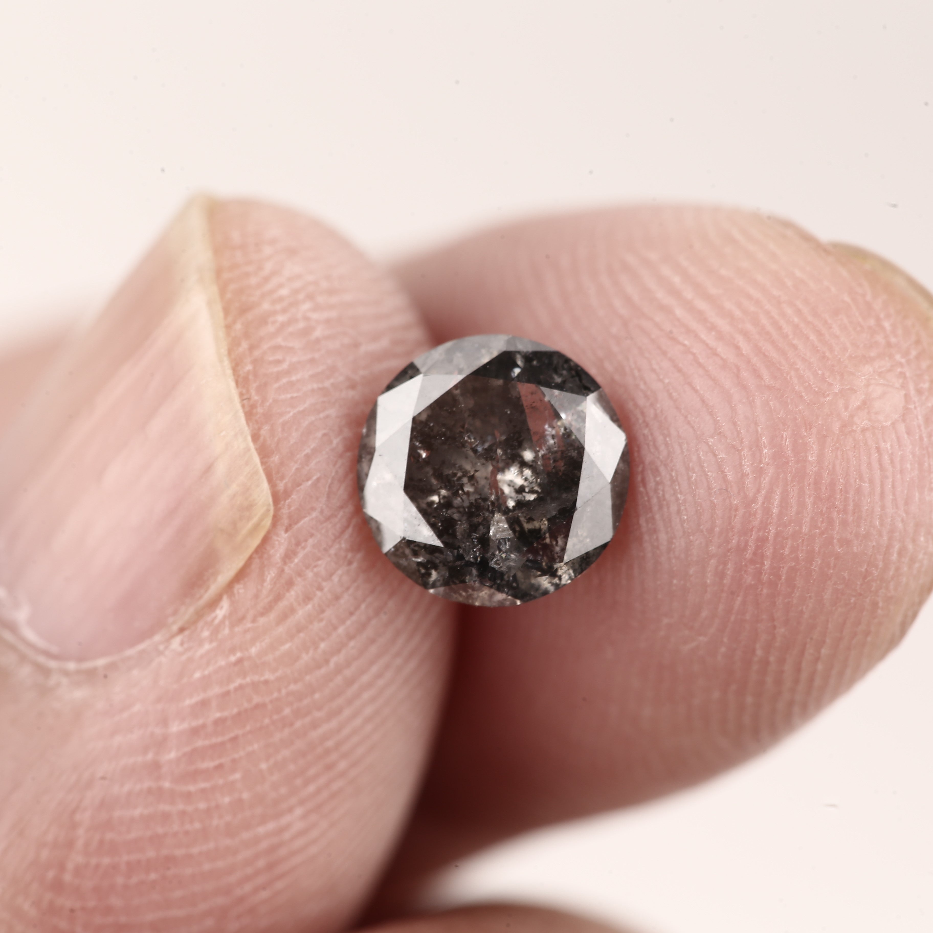 1.12ct Natural Galaxy Black Diamond Salt and Pepper Round 7 MM