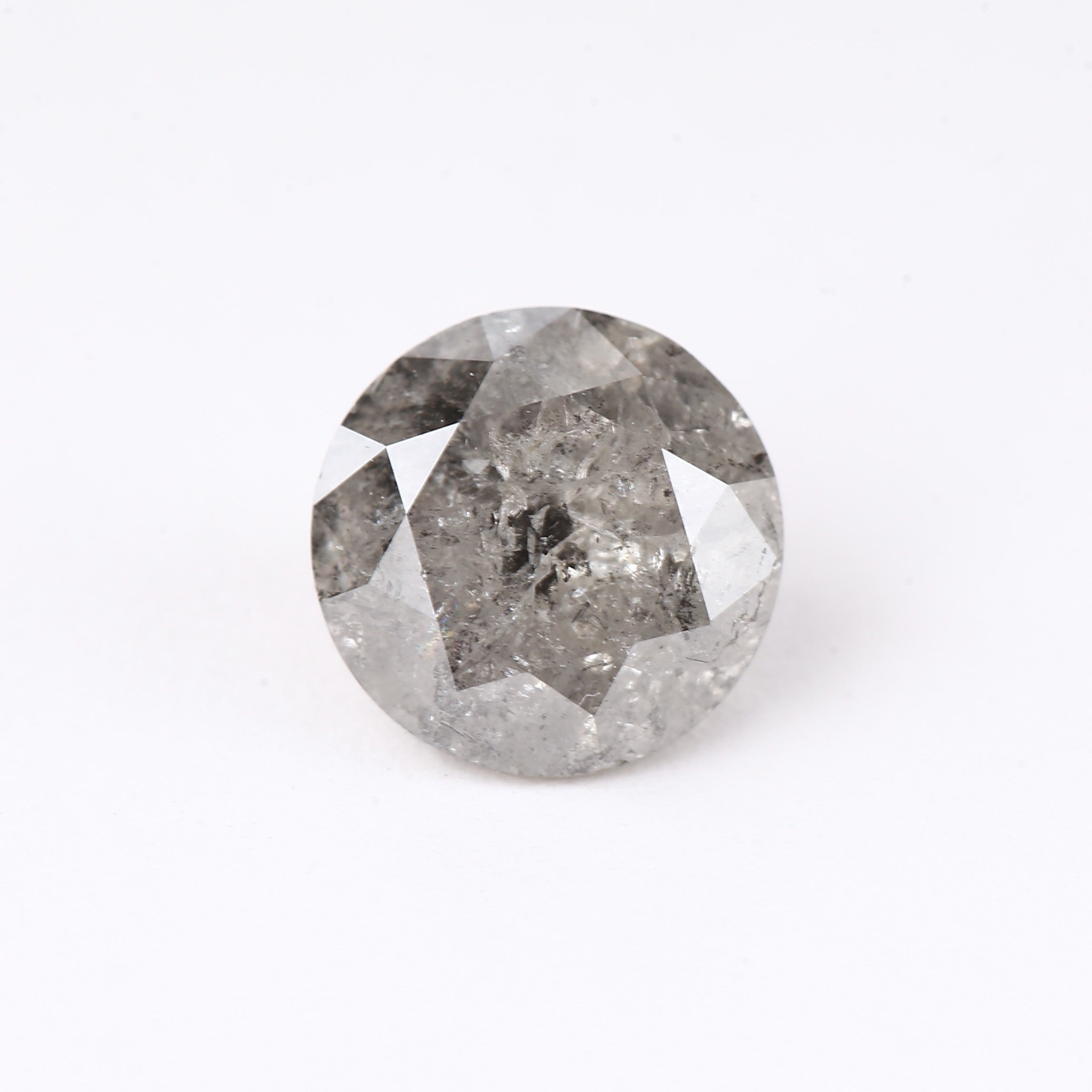 1.58ct Natural Fancy Gray Round Salt and Pepper Diamond 7.18 MM