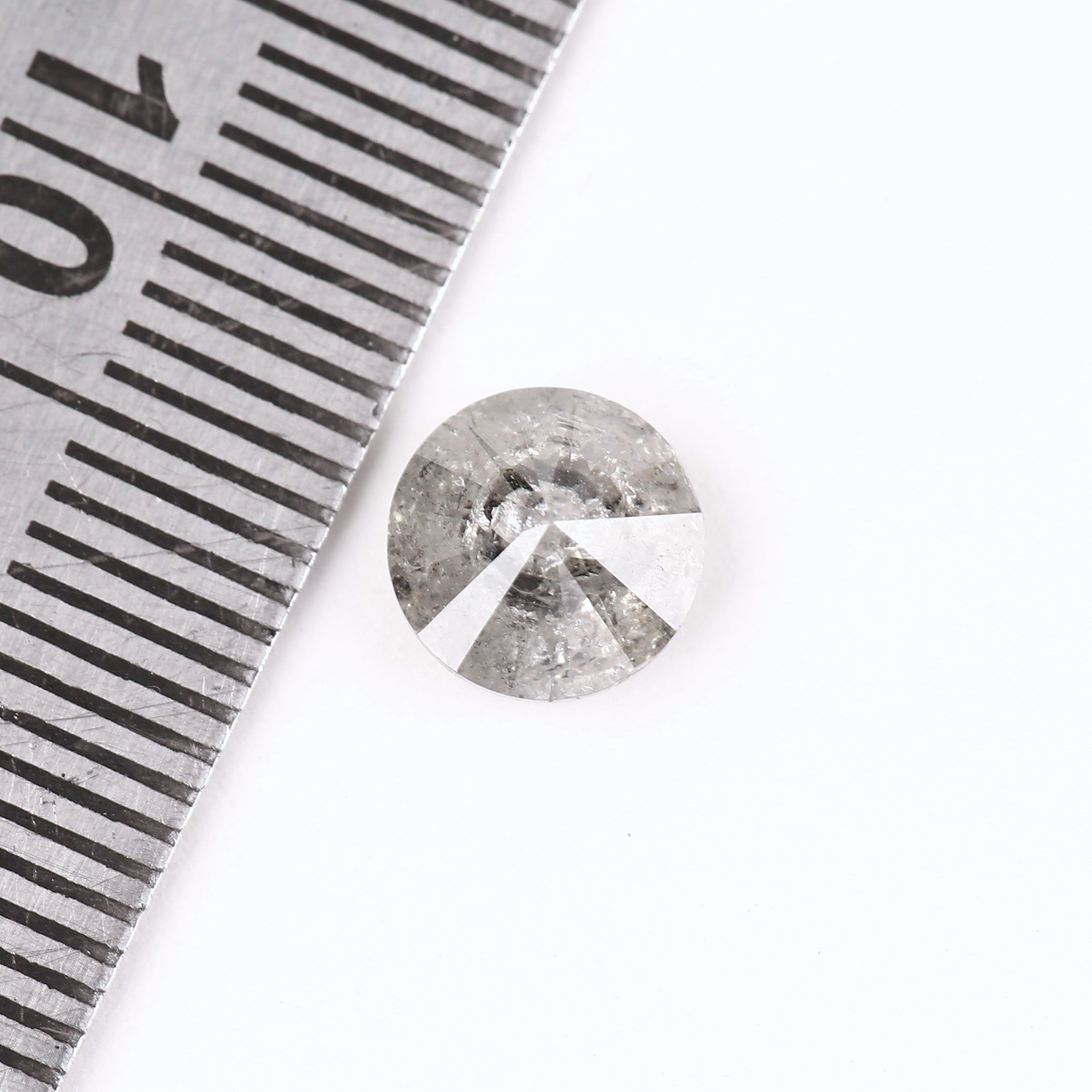 1.58ct Natural Fancy Gray Round Salt and Pepper Diamond 7.18 MM