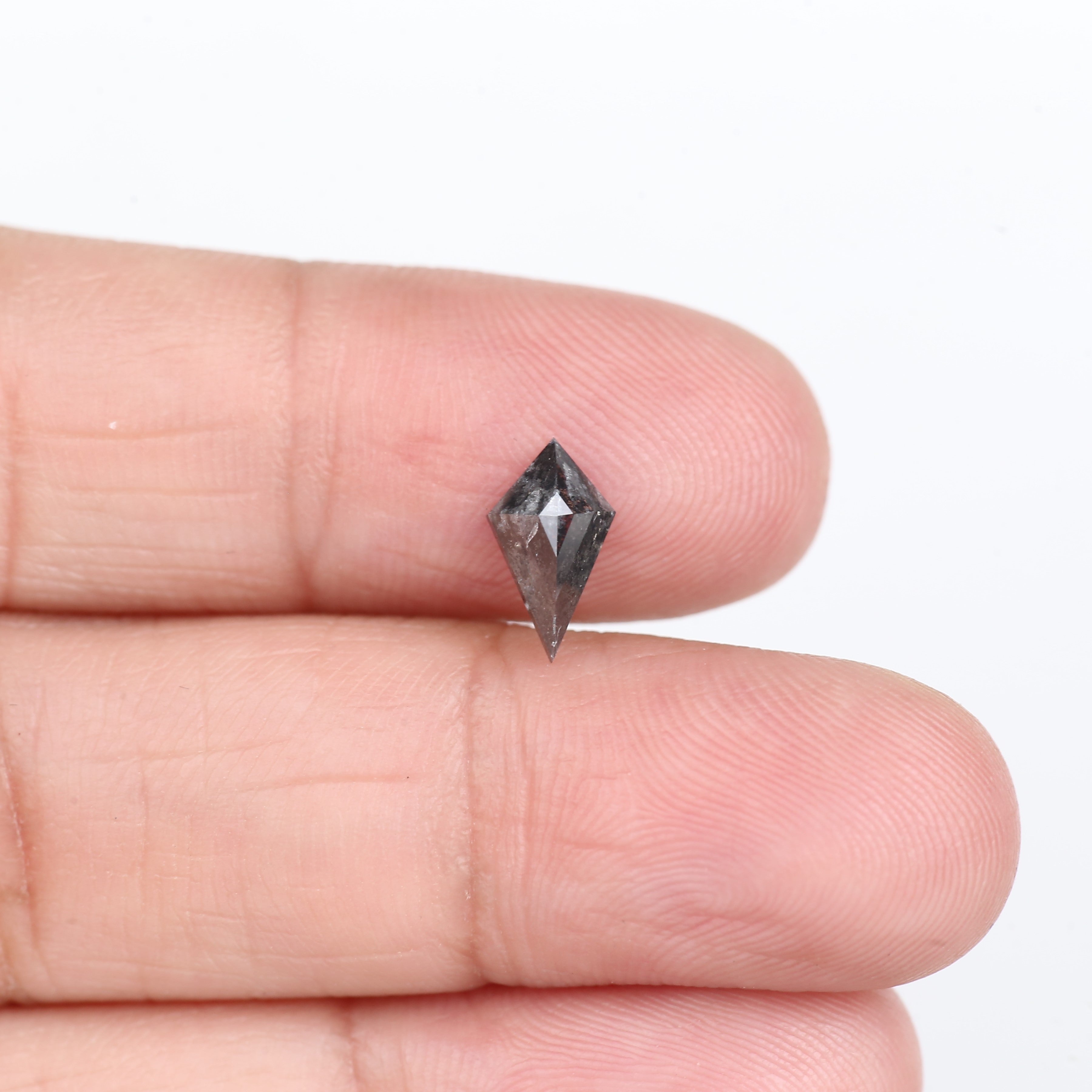 0.87 Carat Natural Black Salt and Pepper Kite Cut Diamond 9.52 MM