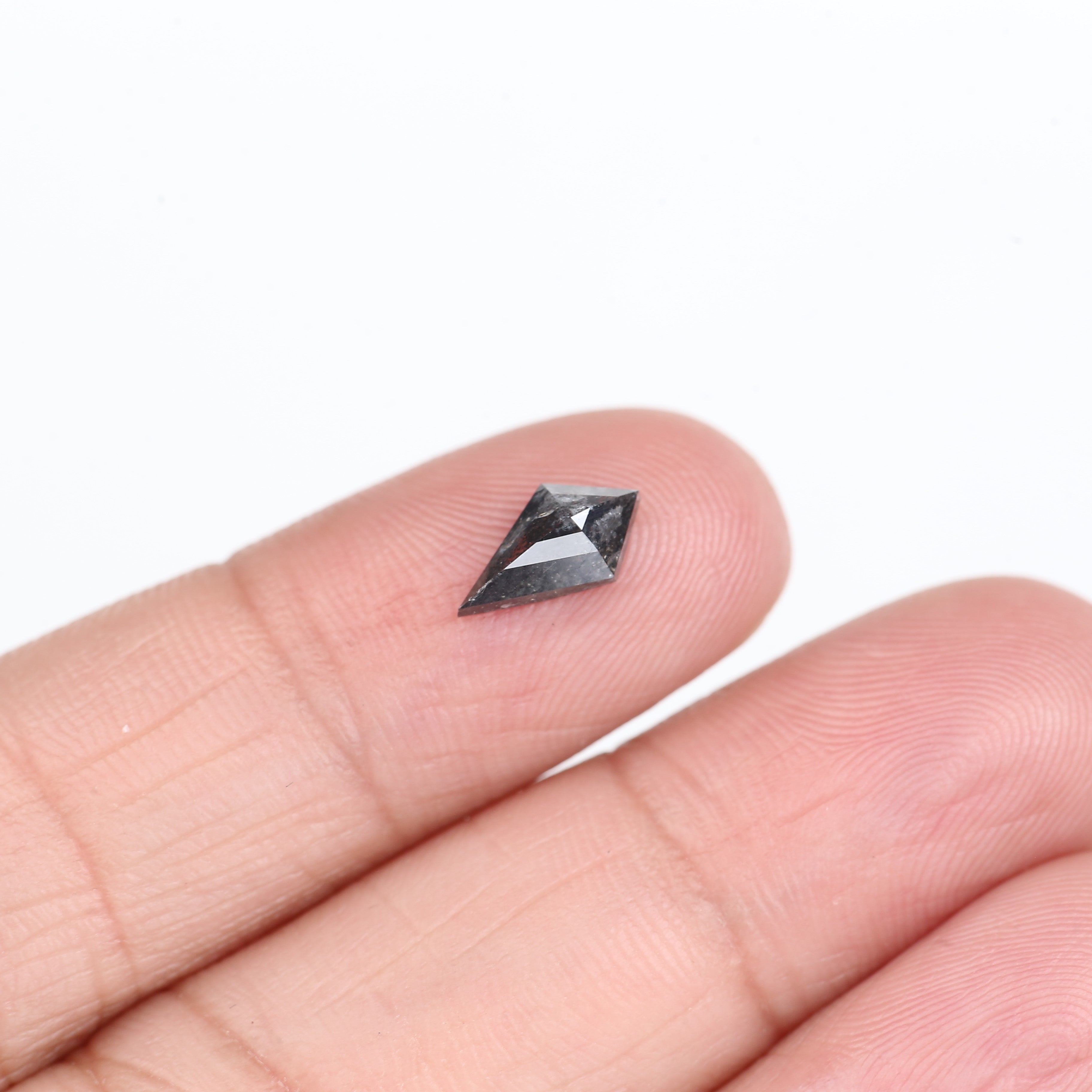 0.87 Carat Natural Black Salt and Pepper Kite Cut Diamond 9.52 MM